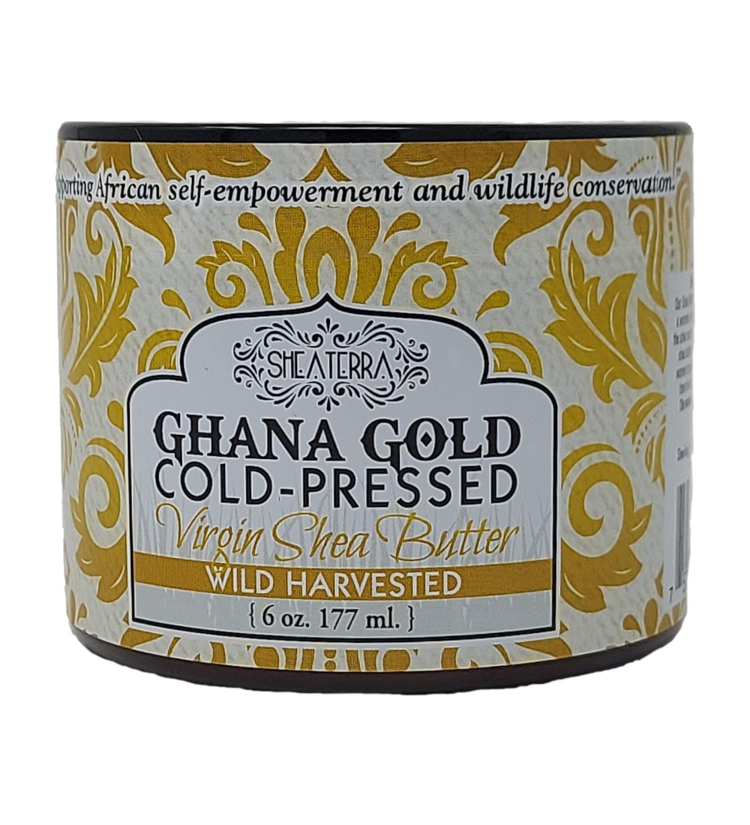 Shea Terra Organics 100% Organic Cold-Pressed Virgin Shea Butter - Ghana Gold 6 oz | Natural Skin Cream for Dry, Itchy Skin, Stretch Marks, Psoriasis, Eczema - Buy Online on GoSupps.com