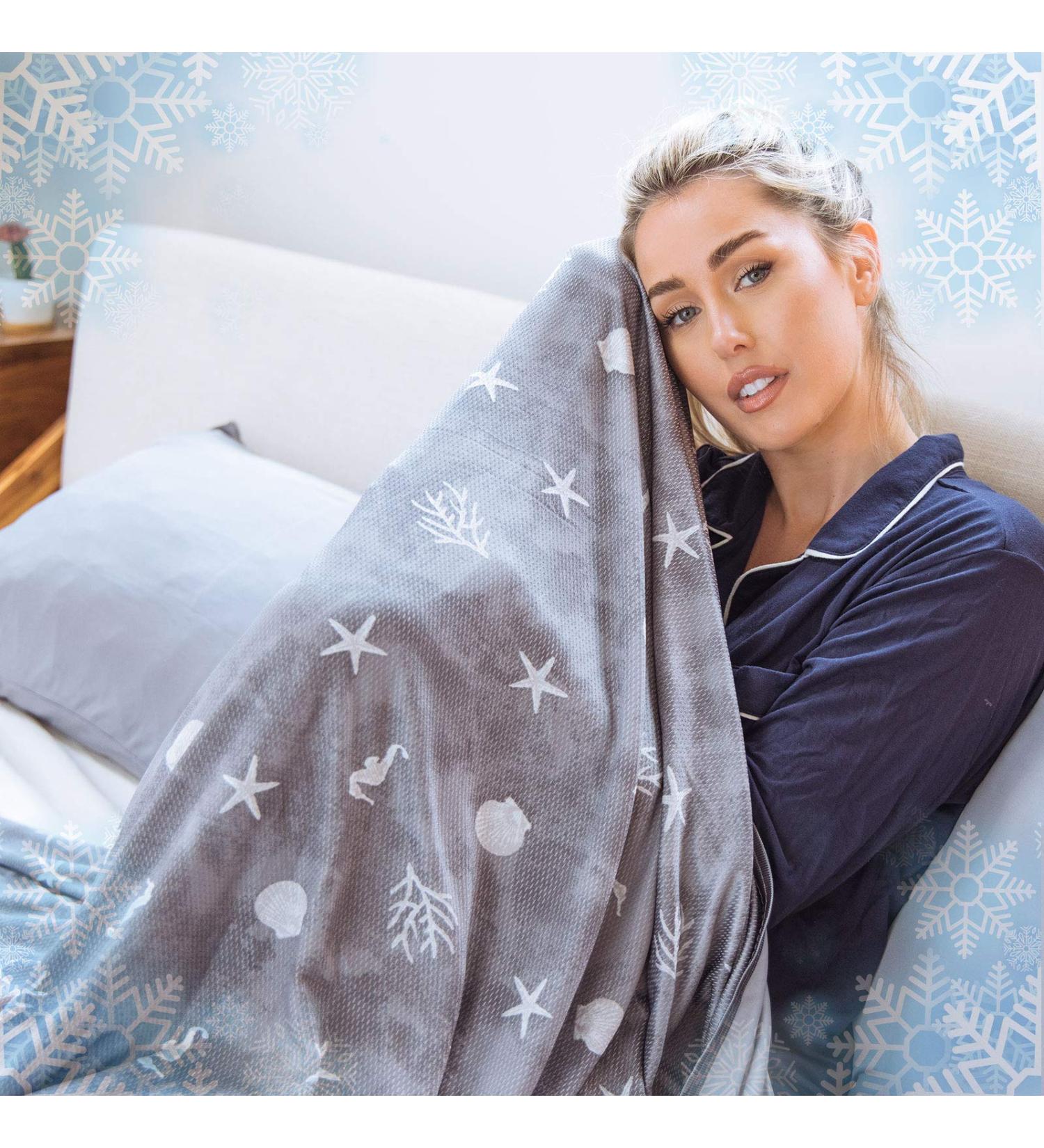 Coastal Theme Cooling Blanket | King Size 108x90 | Lightweight Double Sided Cold Effect | Breathable Summer Blanket for Hot Sleepers | Space Grey King to Cal King - Buy Online on GoSupps.com