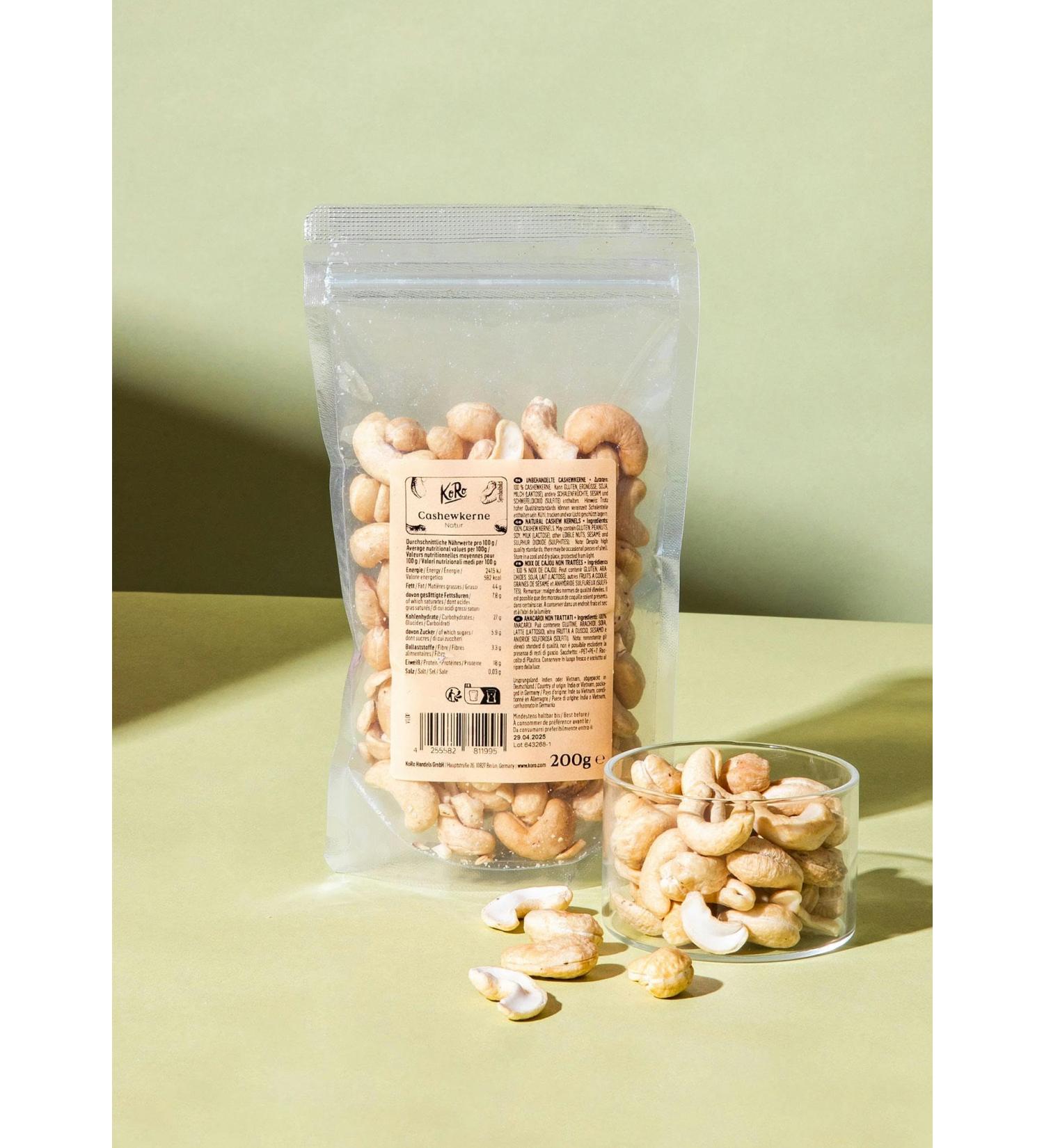KoRo - Premium Cashew Nuts 200 g - Whole Nuts - Natural - No Additives - Buy Online on GoSupps.com