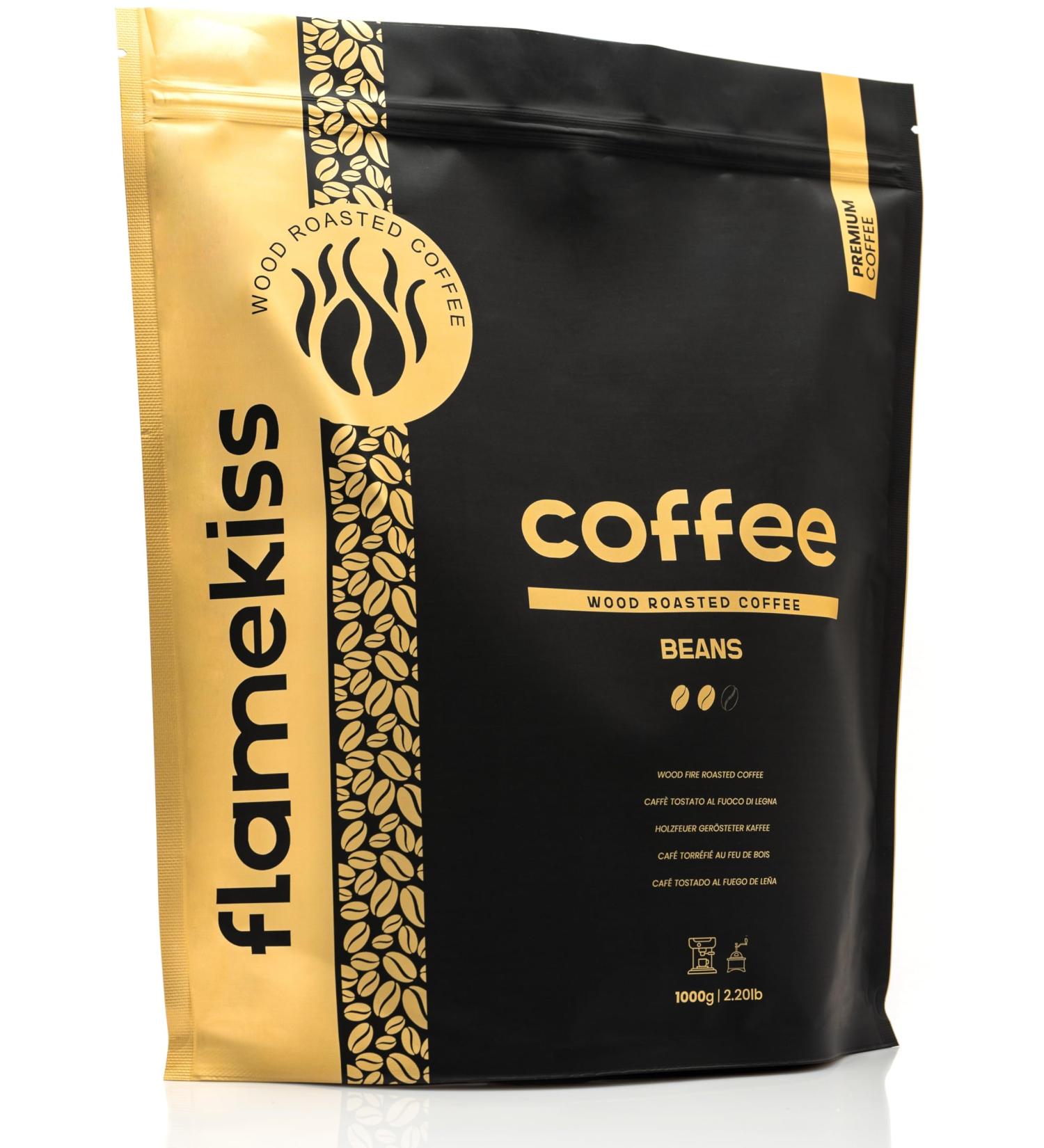 Flamekiss Coffee Beans 1kg - Premium wood-fired roasted Arabica and Robusta espresso beans for a rich and aromatic whole bean coffee experience - Buy Online on GoSupps.com