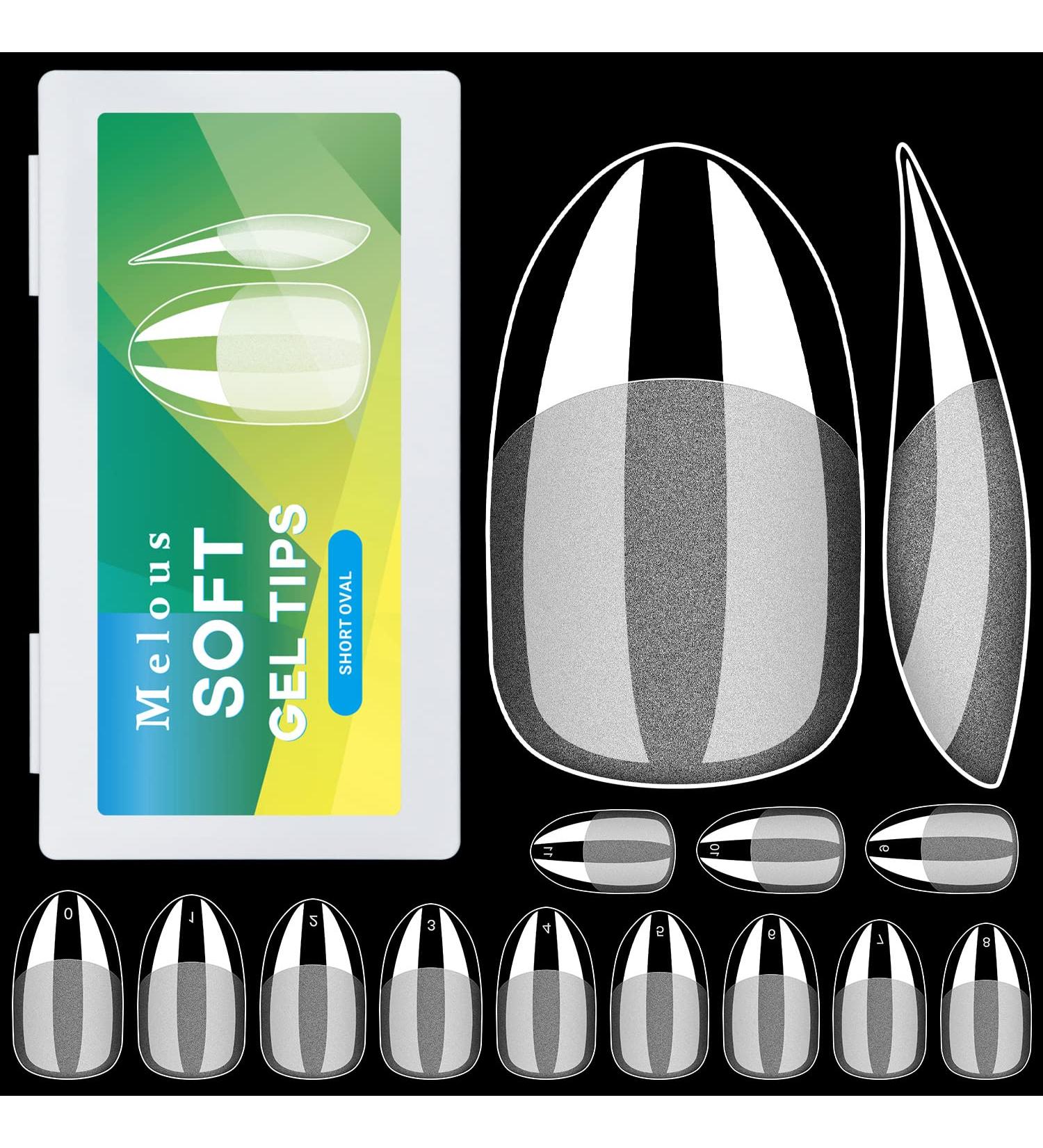 Short Oval Soft Gel Nail Tips - Melous 600PCS Pre Buff Full Cover Half Matte Clear False Nails for DIY Manicure - Buy Online on GoSupps.com