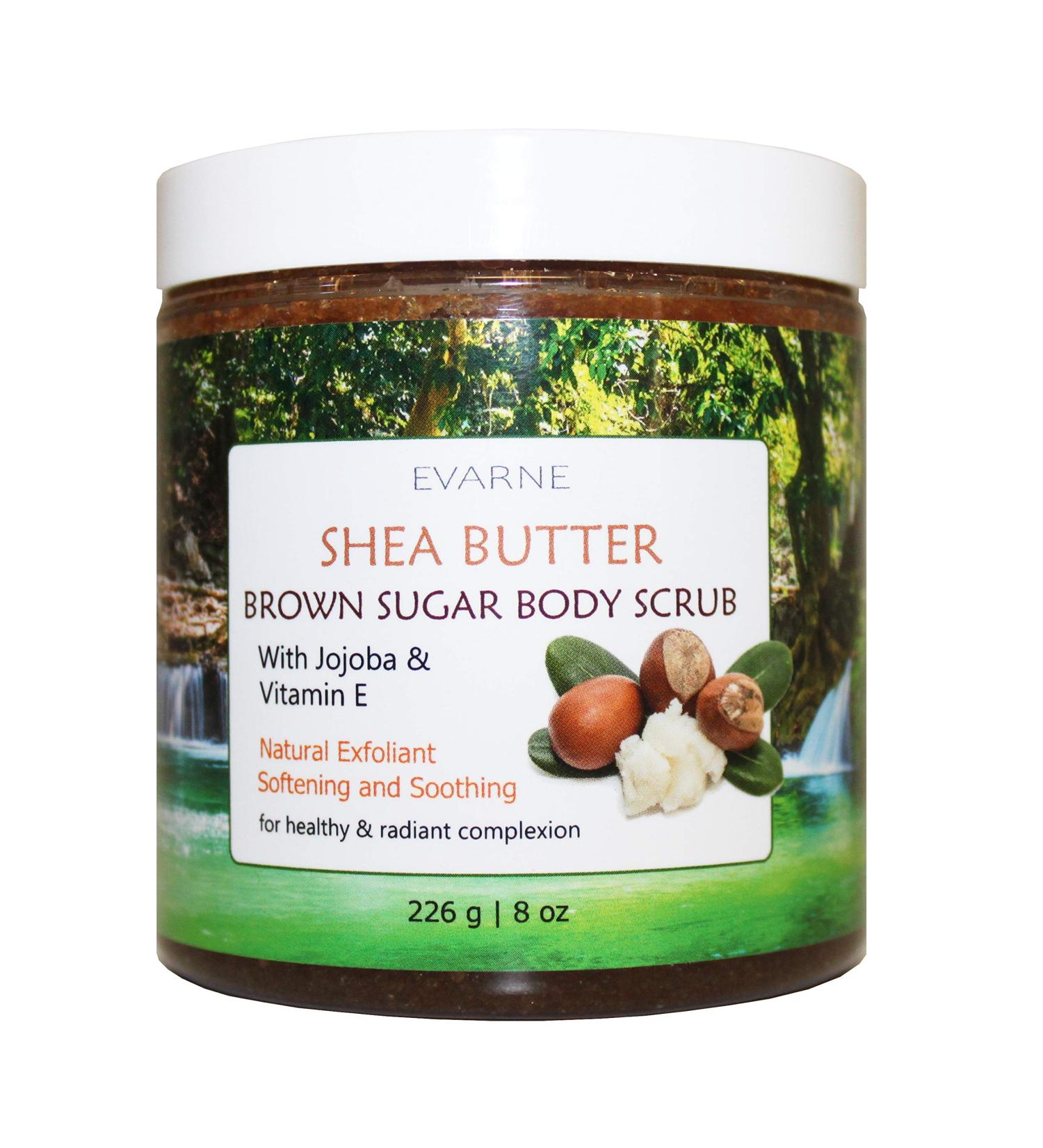 Shea Butter Brown Sugar Body Scrub - Exfoliating Jojoba & Vitamin E for Smooth Skin | International Shipping - Buy Online on GoSupps.com