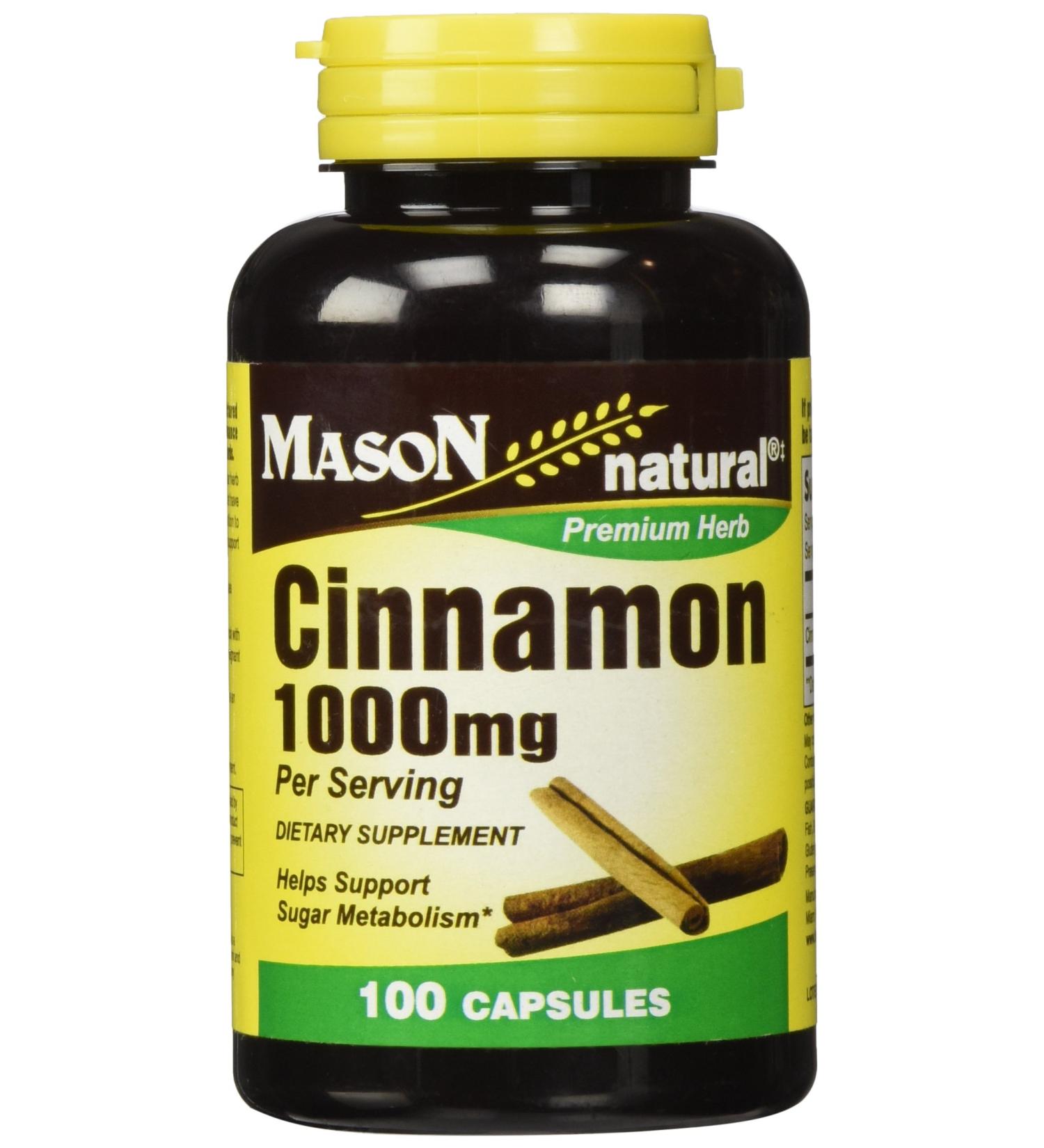 Cinnamon 1000mg Supplement Capsules by Mason - 100 Ea - Buy Online on GoSupps.com