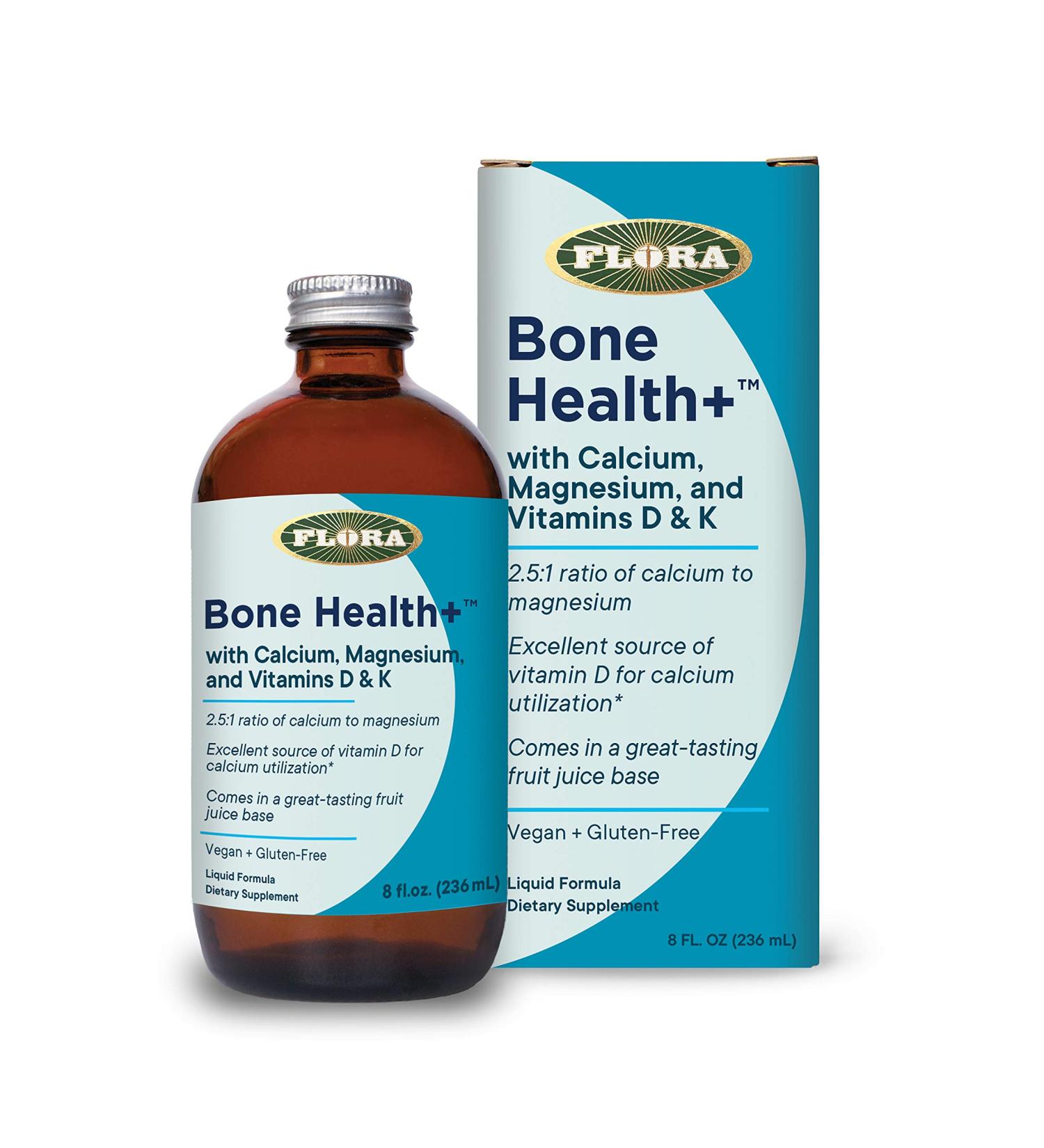 Flora Bone Health+ Liquid with Calcium, Magnesium, Vitamins D & K - 8 fl oz - Buy Online on GoSupps.com
