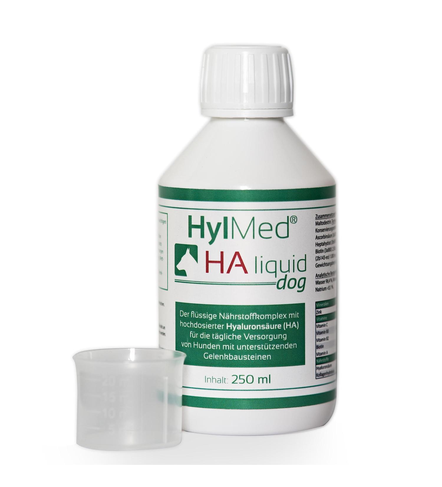 HylMed HA Liquid Dog 250 ml hyaluronic acid collagen and other nutrients to support joints and the pleasure of moving the dog for up to 50 days - Buy Online on GoSupps.com