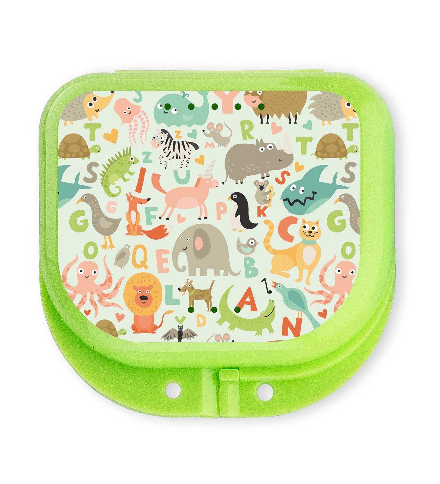 Green Cute Retainer Holder Case | Funny Cartoon Aligner & Night Guard Case | Animal Patterns | 1 Pack - Buy Online on GoSupps.com