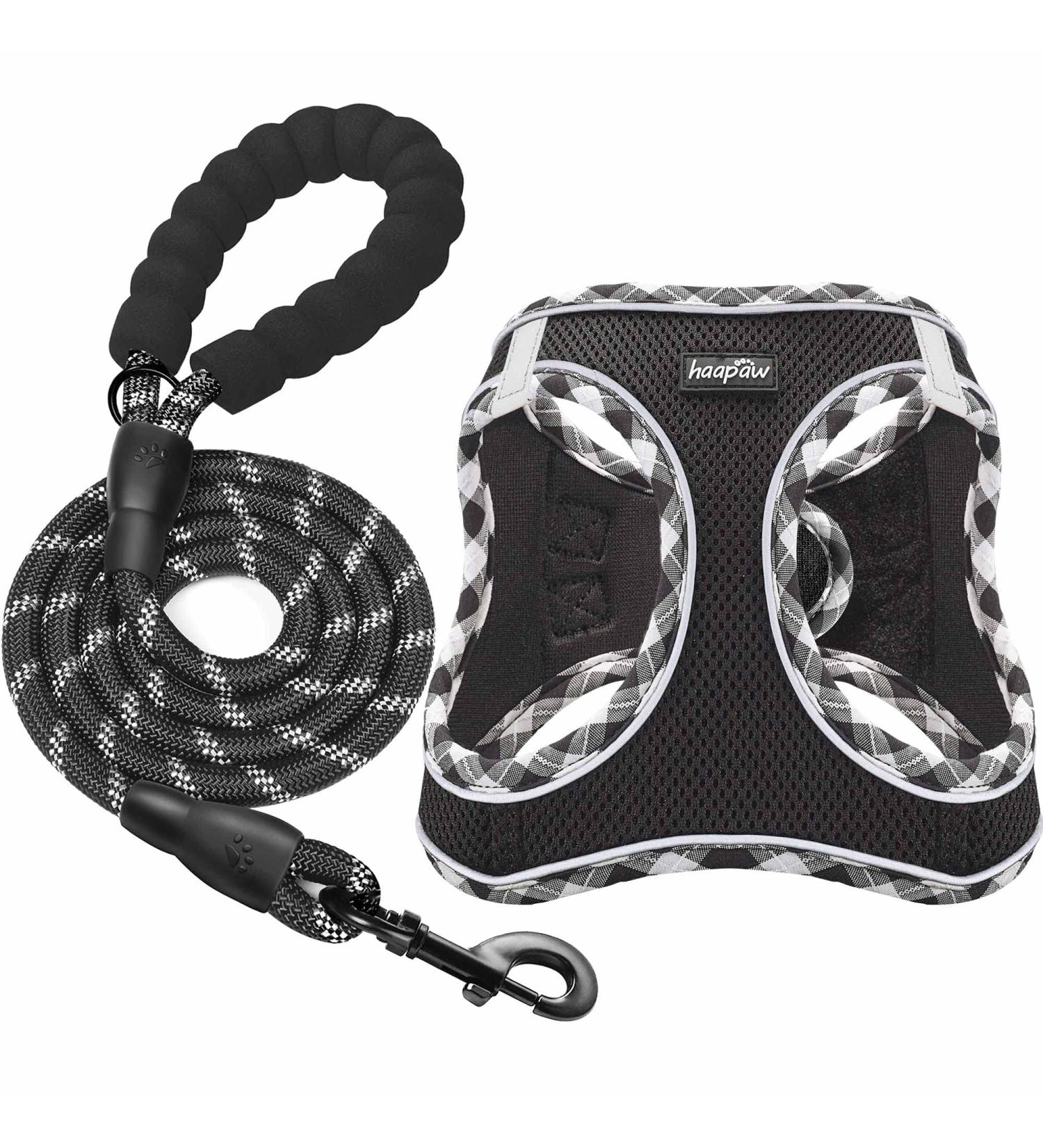 Haapaw Adjustable No Pull Dog Harness & Leash Set - Reflective Step-In Vest for Extra Small & Small Medium Dogs - Black XL (50.8-59.6 cm Breast) - Buy Online on GoSupps.com