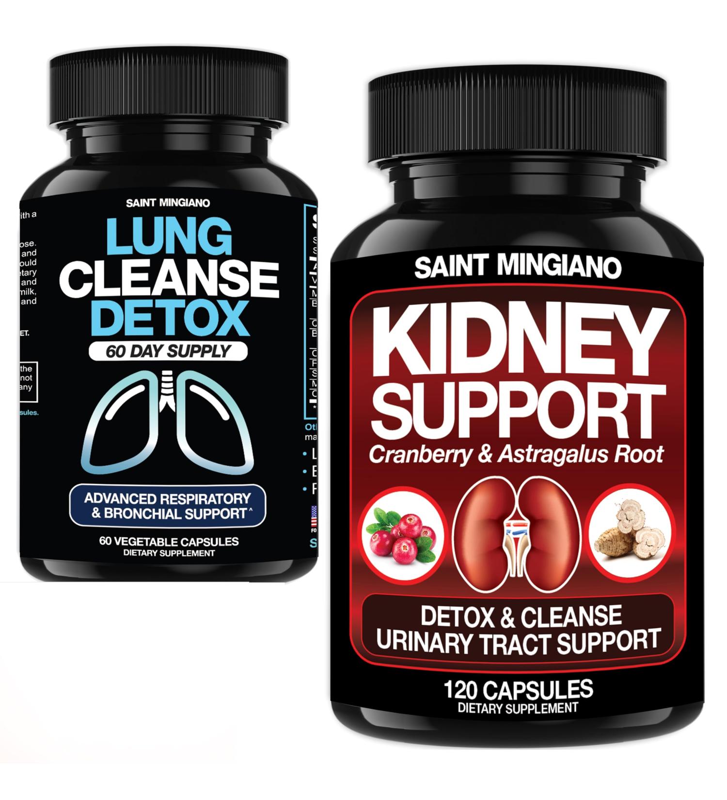 Saint Mingiano Kidney Support Cleanse Detox & Repair - with - Lung Cleanse Detox 60 Day - Buy Online on GoSupps.com