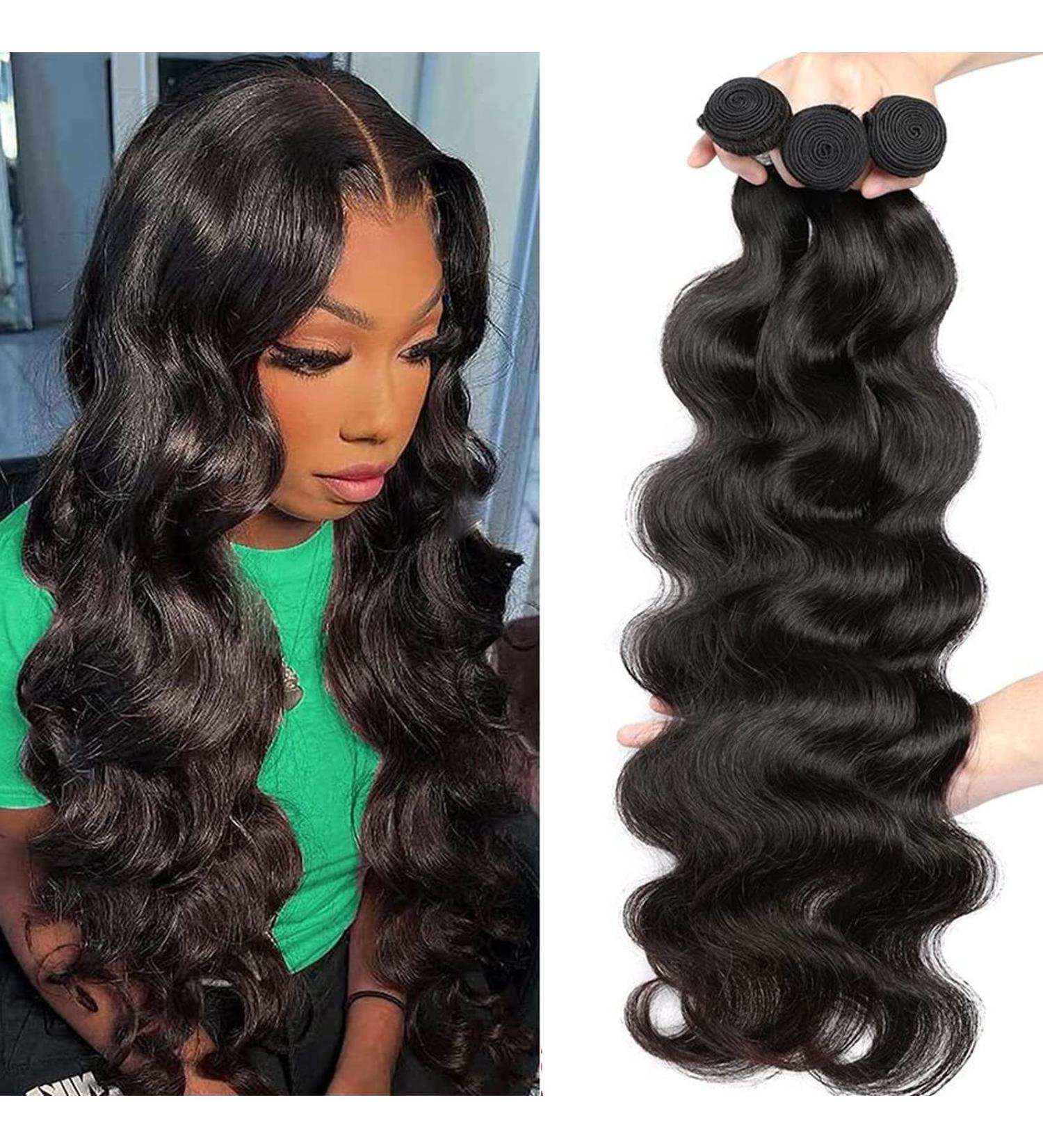 20 22 24 Inch Body Wave Human Hair Bundles - 12A Grade Brazilian Virgin Human Hair Extensions for Women - Unprocessed 3 Bundle Set - Buy Online on GoSupps.com