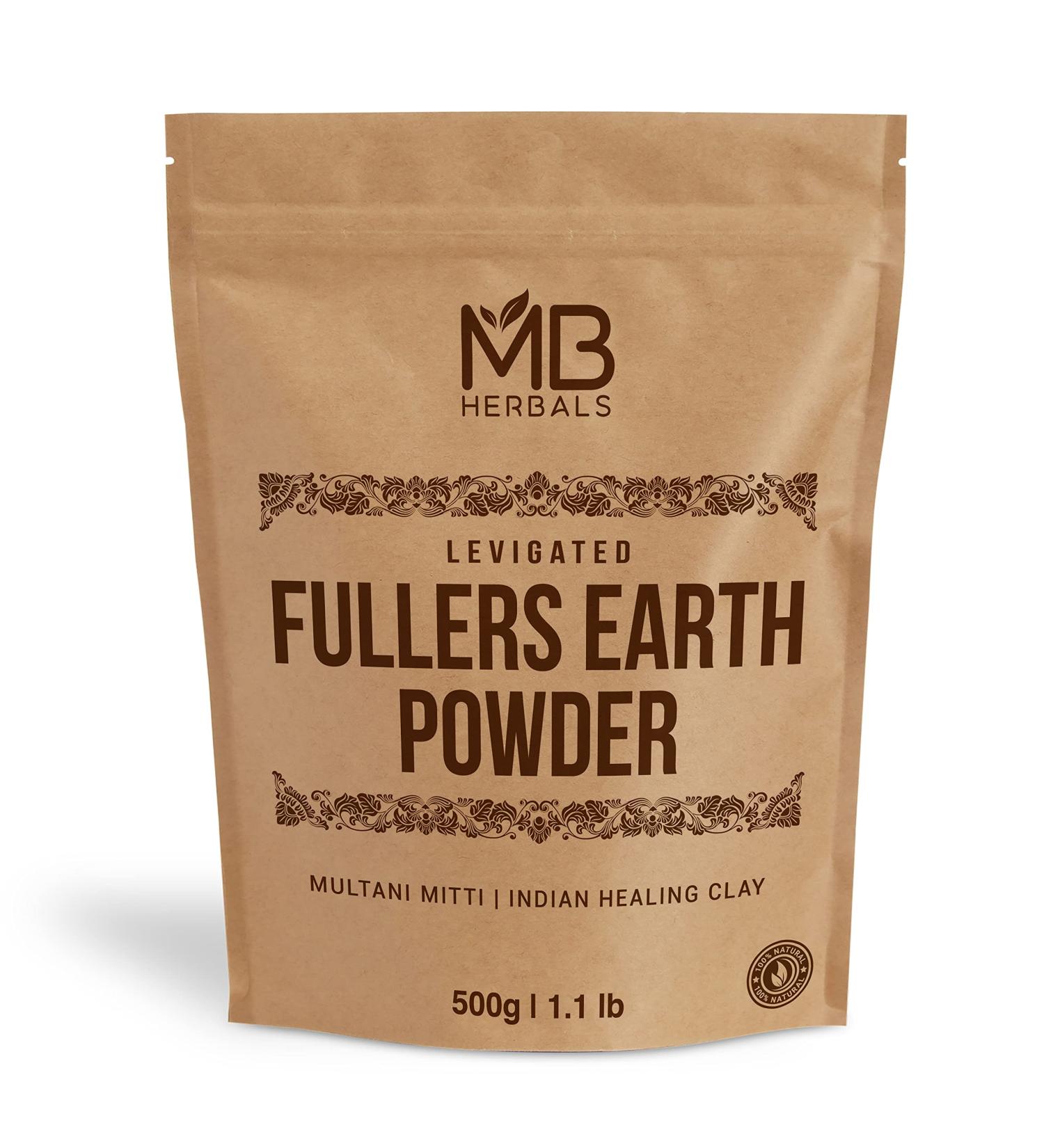 MB Herbals Fullers Earth Powder 500g - Pure Multani Mitti Indian Healing Clay - 1lb | No Added Fragrance - Buy Online on GoSupps.com