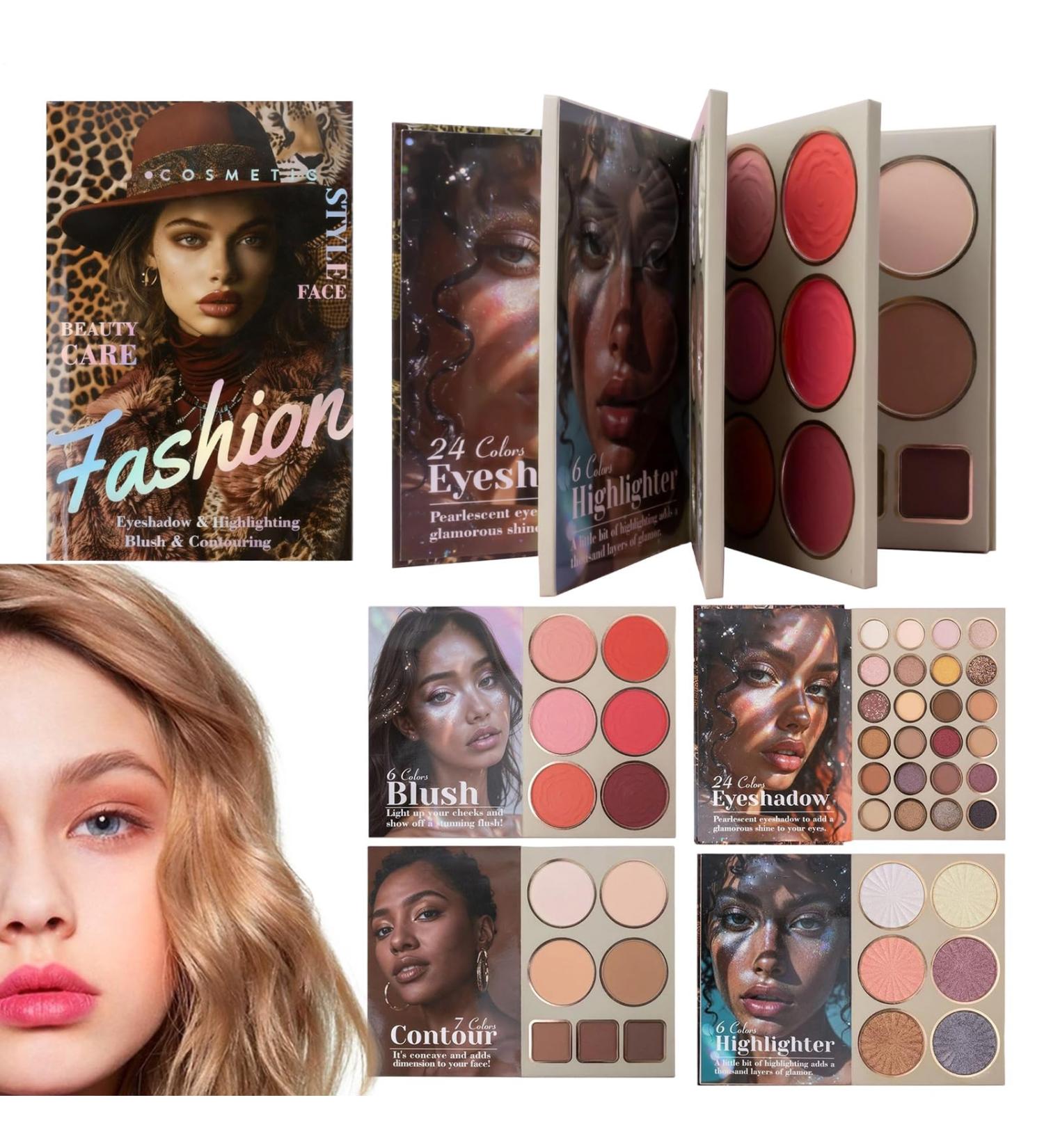 Face Palette - Blush Powder Highlighter and Contour 4 Layers Cosmetic Palette Set Pigmented Eyeshadow Palette | For Women Girls Skin Types Birthday Christmas Party Date Vacan - Buy Online on GoSupps.com