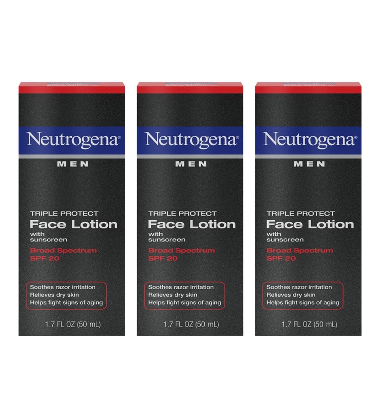 Neutrogena Men's Triple Protect Daily Face Lotion SPF 20 - Pack of 3 - Buy Online on GoSupps.com