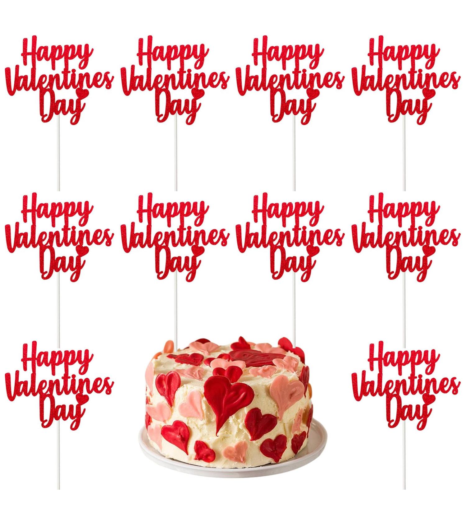 Valentine s Day Cake Toppers 10pcs Red Cupcake Topper Heart Cupcake Pick Food Sticks Happy Valentine s Day Theme Party Cake Decorations Supplies - Buy Online on GoSupps.com