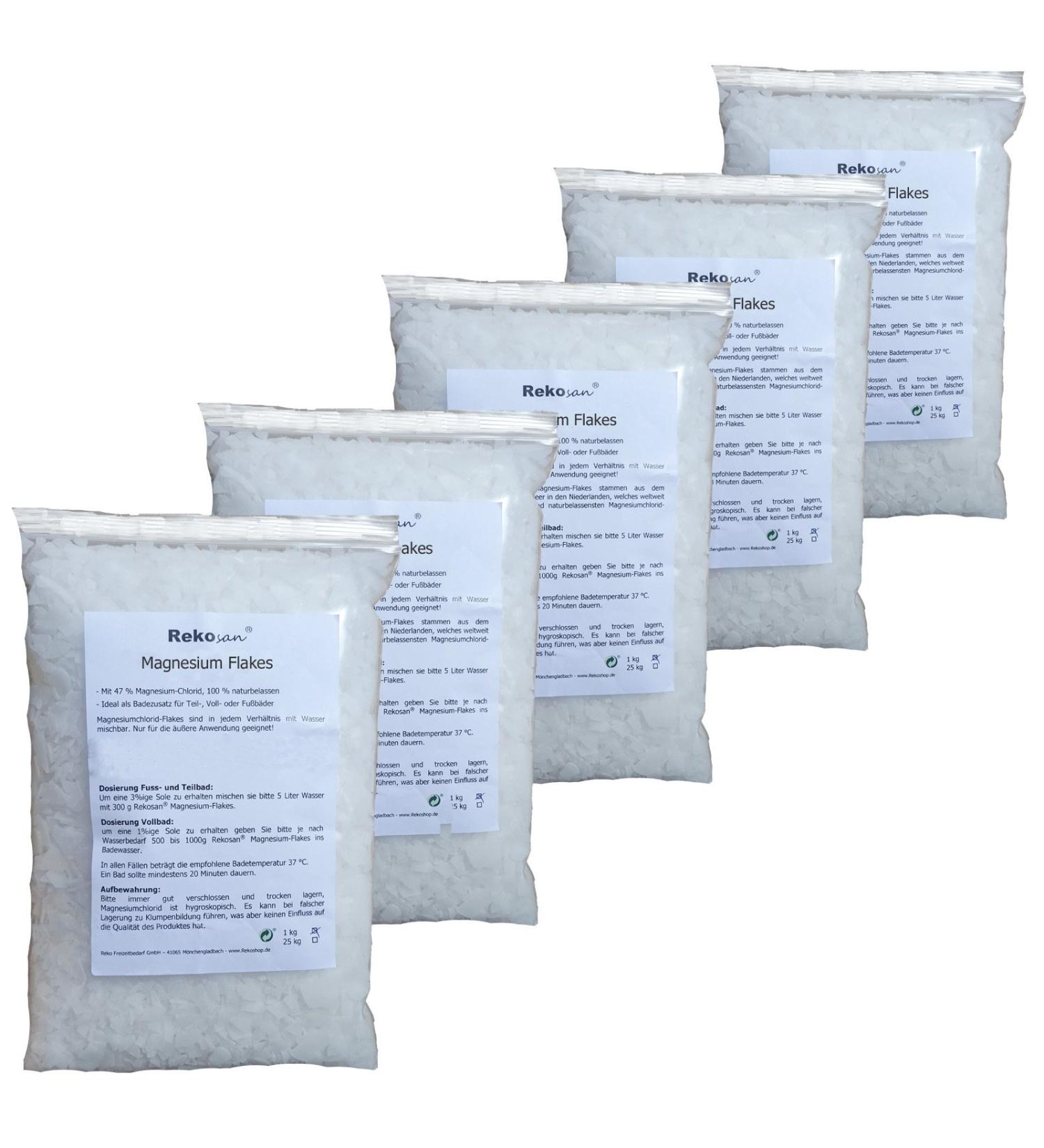 Rekosan Magnesium Chloride 47% MgCl2 Flakes 5x 1 kg