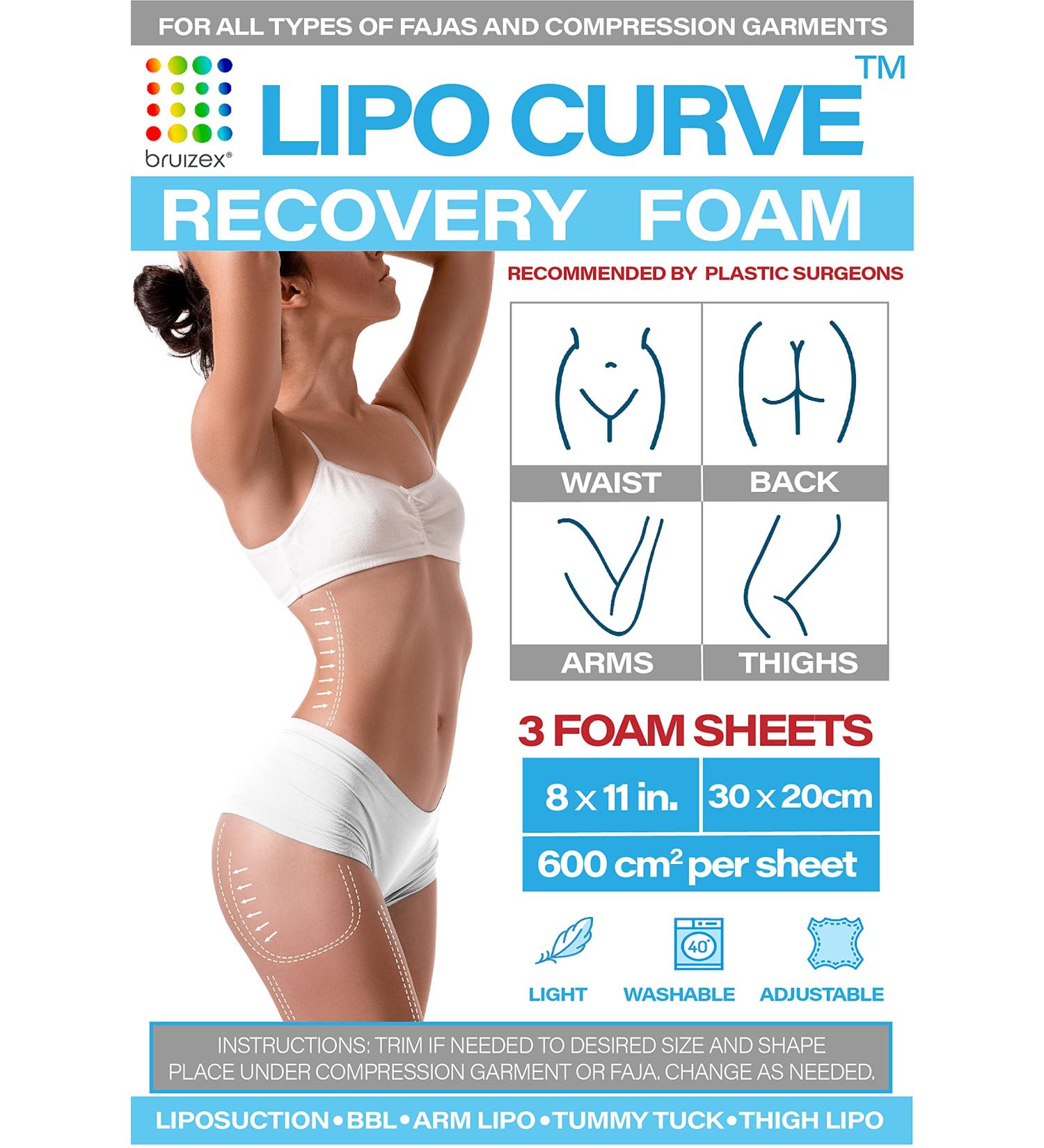 Lipo Foam 3-Pack Recovery Pads for Compression Garments & Post-Surgery Care - Ideal for Liposuction, Tummy Tuck, BBL, and More - Bruizex - Buy Online on GoSupps.com