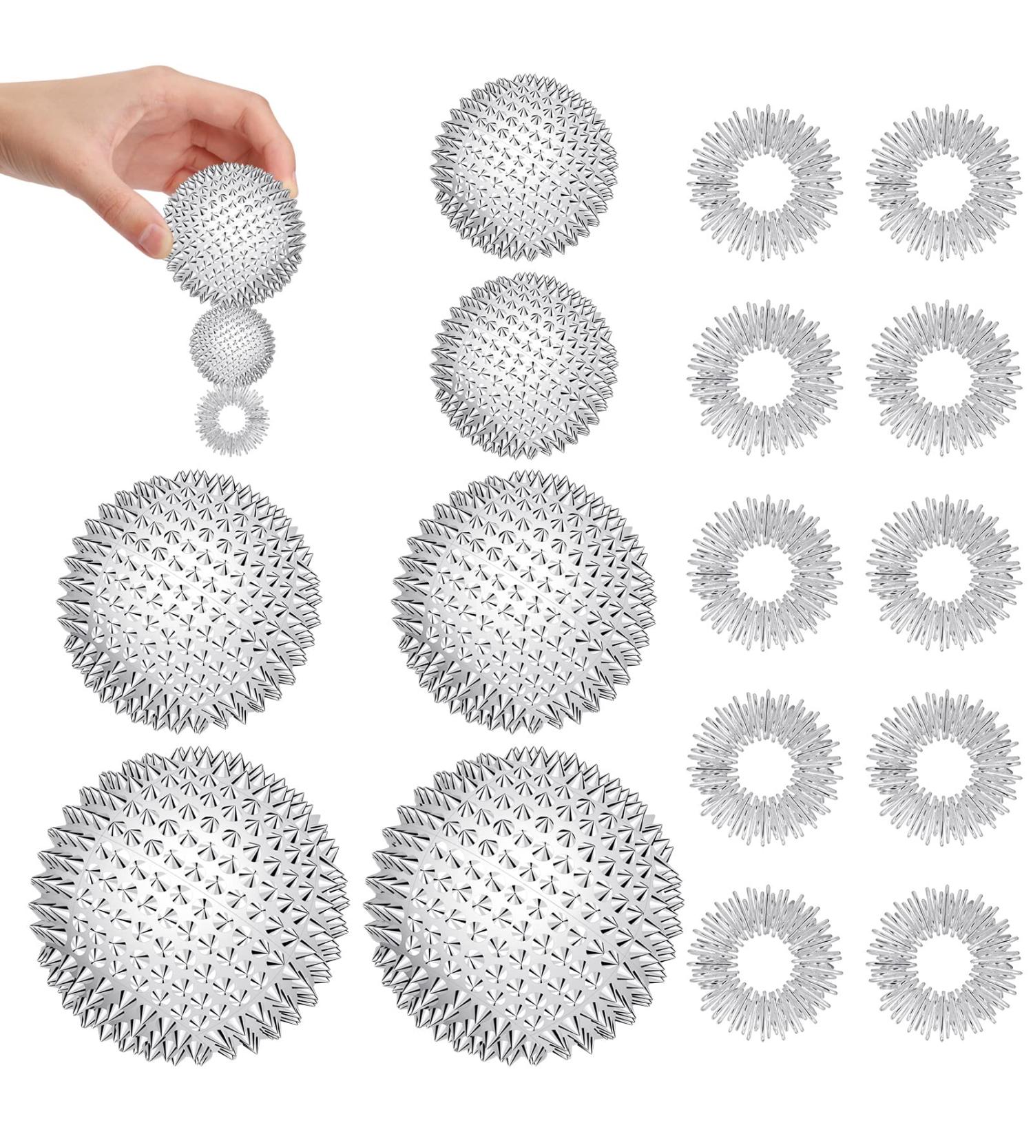 Zocipro 6-Piece Magnetic Acupressure Massage Balls & Rings Set - Stress Relief Therapy Hedgehog Balls for Finger Massage (32mm/47mm/56mm) - Buy Online on GoSupps.com