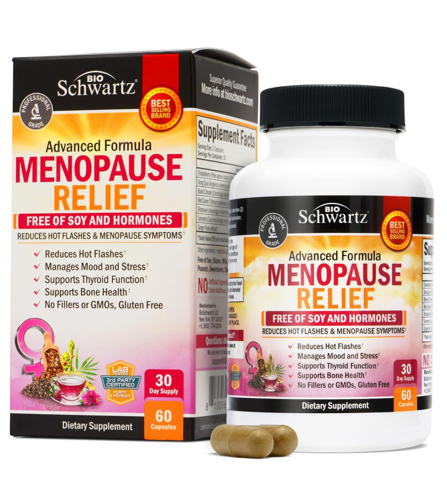 Menopause Relief & Hormone Balance with Herbal Support - 60 Veggie Capsules - Buy Online on GoSupps.com