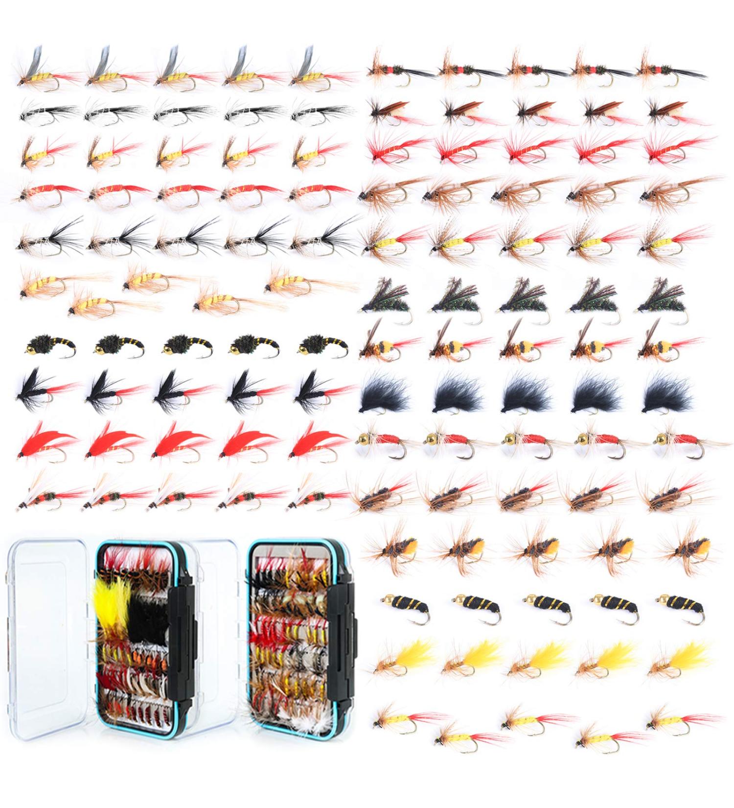 Maxcatch 120 pcs Fly Fishing Flies Kit - Handmade Assortment of Dry/Wet Flies, Nymphs, Streamers with Fly Box | 120 Flies Included - Buy Online on GoSupps.com