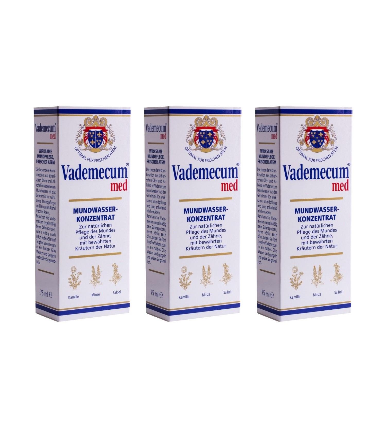3x VADEMECUM MED mouthwash concentrate 75ml PZN: 3022663 Natural Original