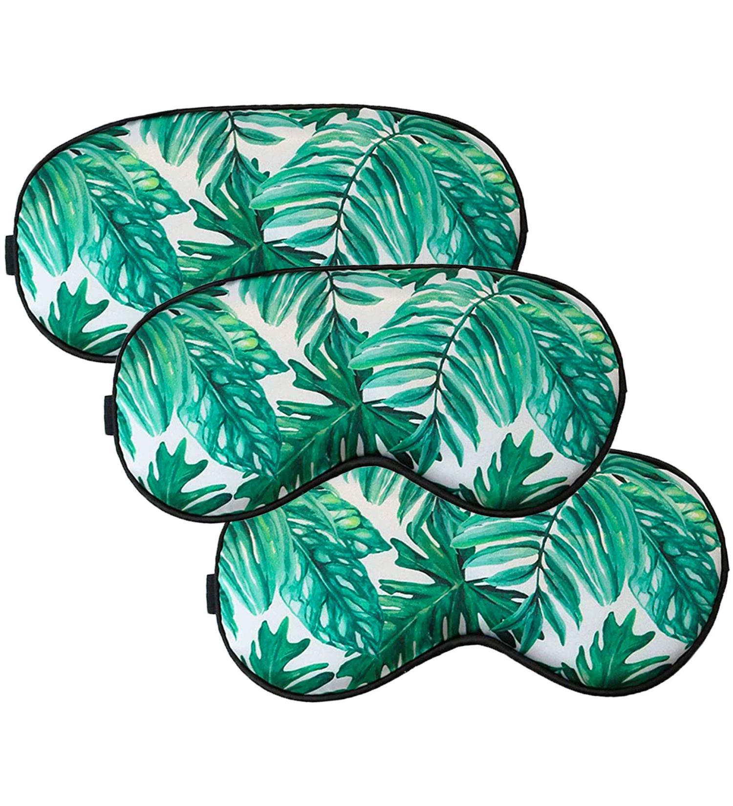 (Set of 3) Tropical Palm Leaf Sleep Mask for Women - Adjustable, Comfortable Travel Accessory for Bridesmaids & Bachelorette Party - Buy Online on GoSupps.com