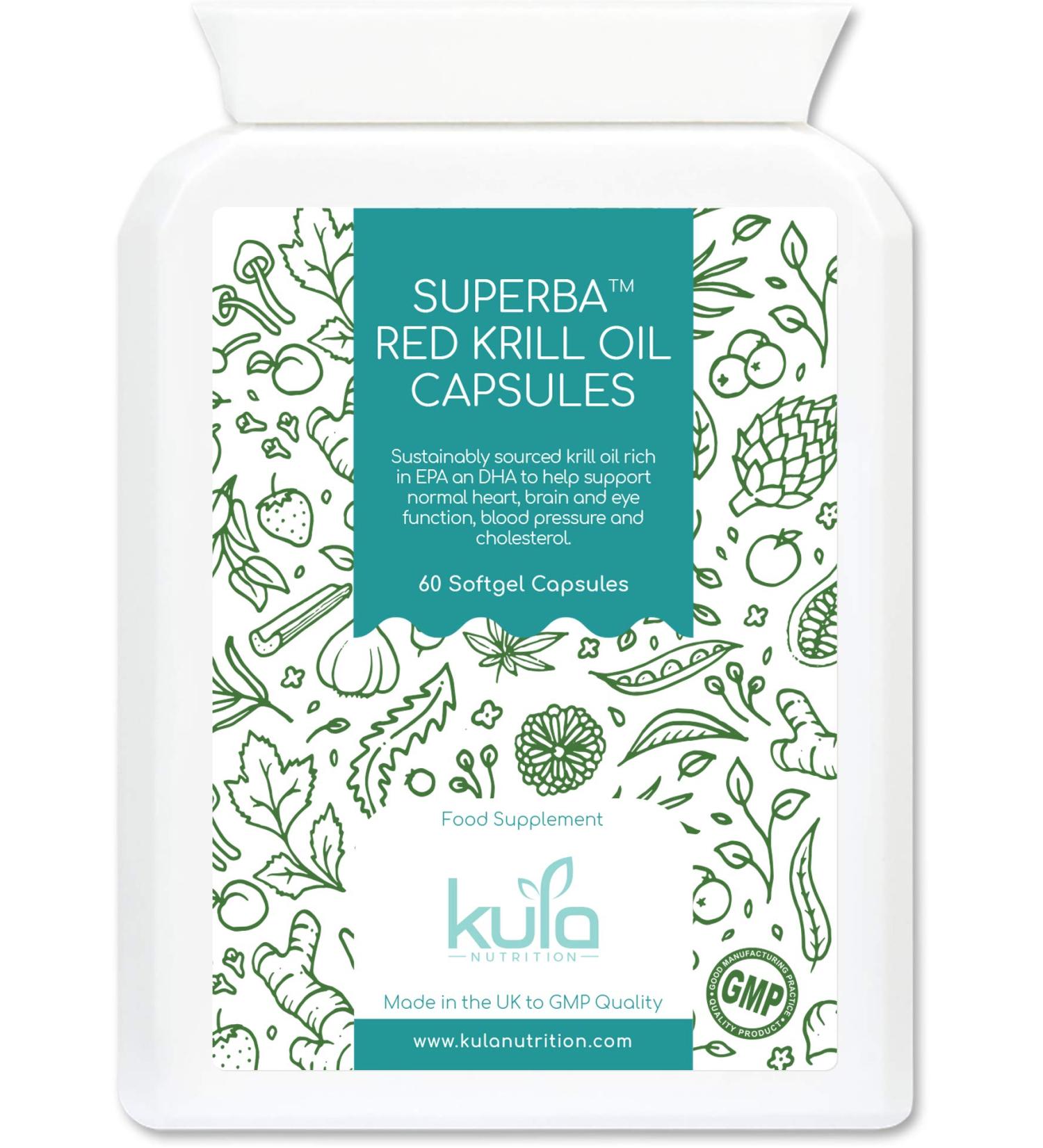 Kula Nutrition Max Strength Red Krill Oil Capsules - 1000mg per Serving - 60x 500mg Softgels - Astaxanthin EPA DHA Omega 3 for Heart, Blood Pressure, Vision, Brain Health - 1 Month Supply - Buy Online on GoSupps.com