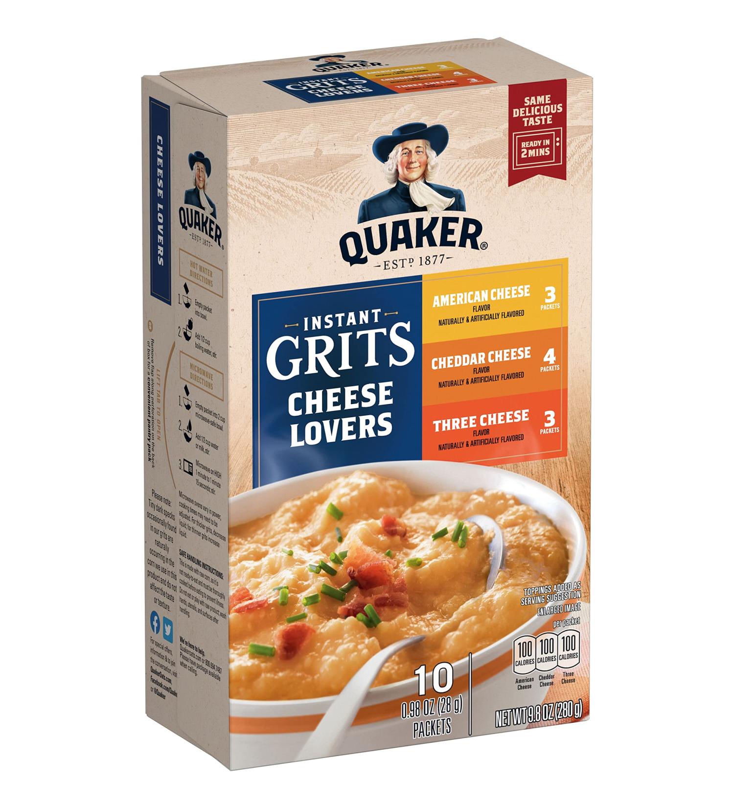 Quaker Instant Grits Cheese Lovers Variety Pack - 10 x 0.98oz Packets - Buy Online on GoSupps.com