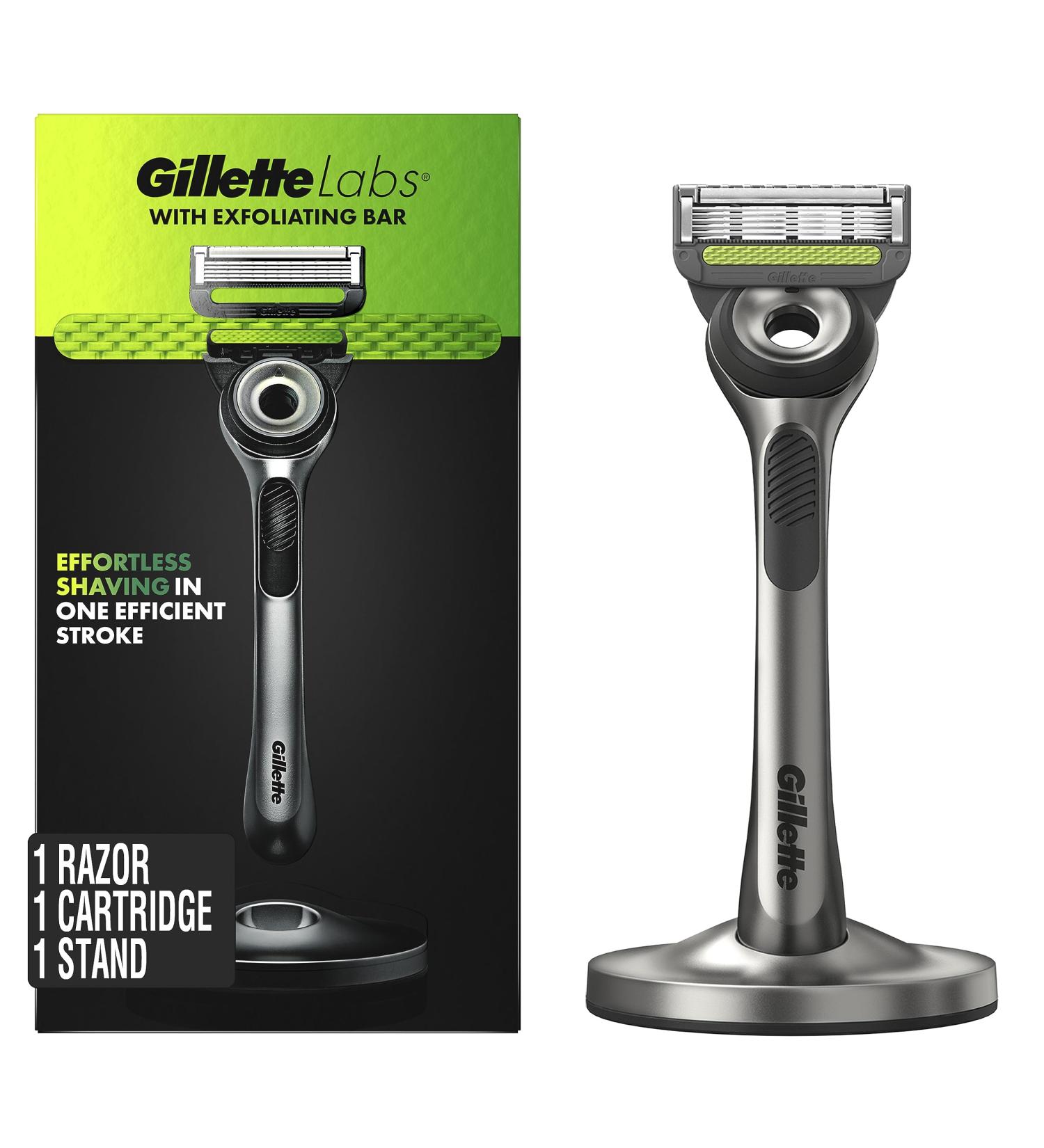 Buy GilletteLabs Exfoliating Bar Razor for Men - Handle Blade Refill & Magnetic Stand | Best International Shipping - Buy Online on GoSupps.com