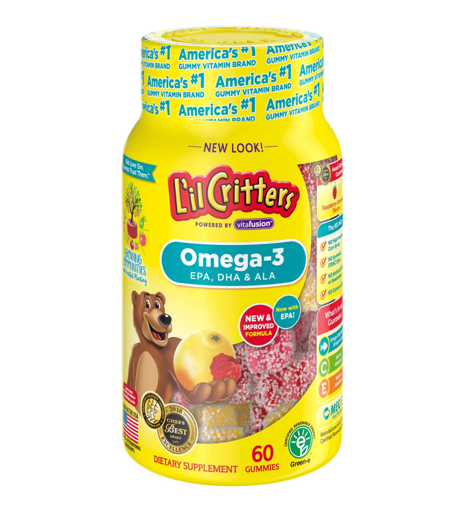 Lil Critters Omega-3 DHA Lemonade Chewable 60 Count Pack of 2 1 Count (Pack of 2) - Buy Online on GoSupps.com