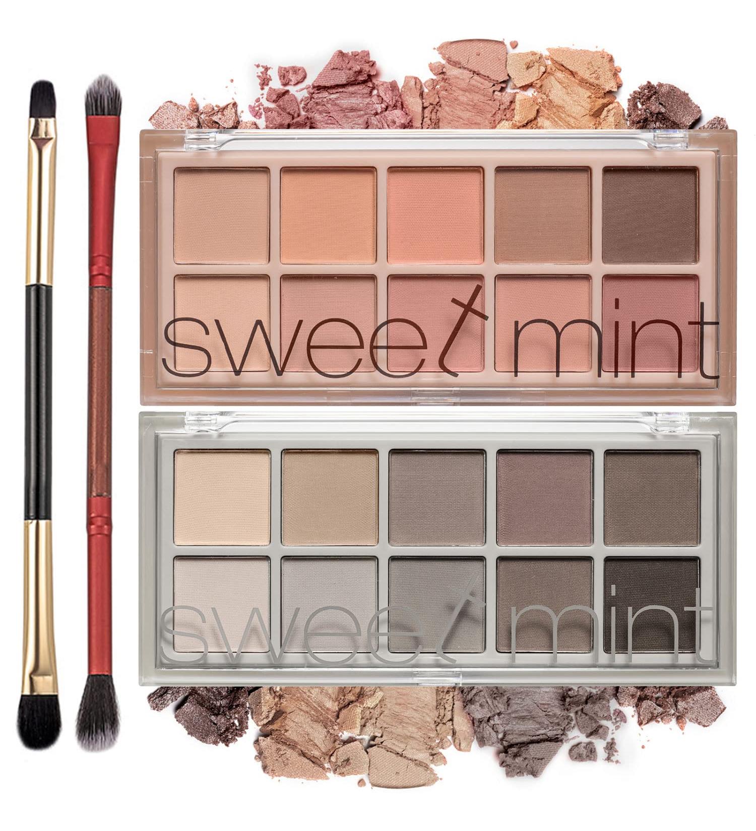 Topcent Sweet Mint 10-Color Eyeshadow Palette Set - High Pigmented, Matte Shades for Long-Lasting and Blendable Neutral Eye Makeup with Pro Brush (04 & 05) - Buy Online on GoSupps.com