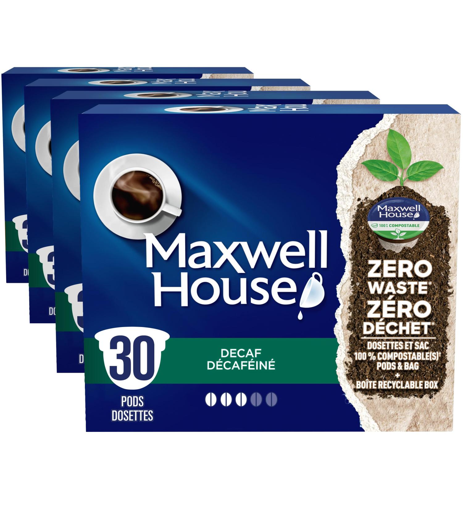 Maxwell House Decaffeinated Coffee Certified Compostable K-Cup Coffee Pods 30 Pods Decaf Decaf 120 count (Pack of 1) - Buy Online on GoSupps.com