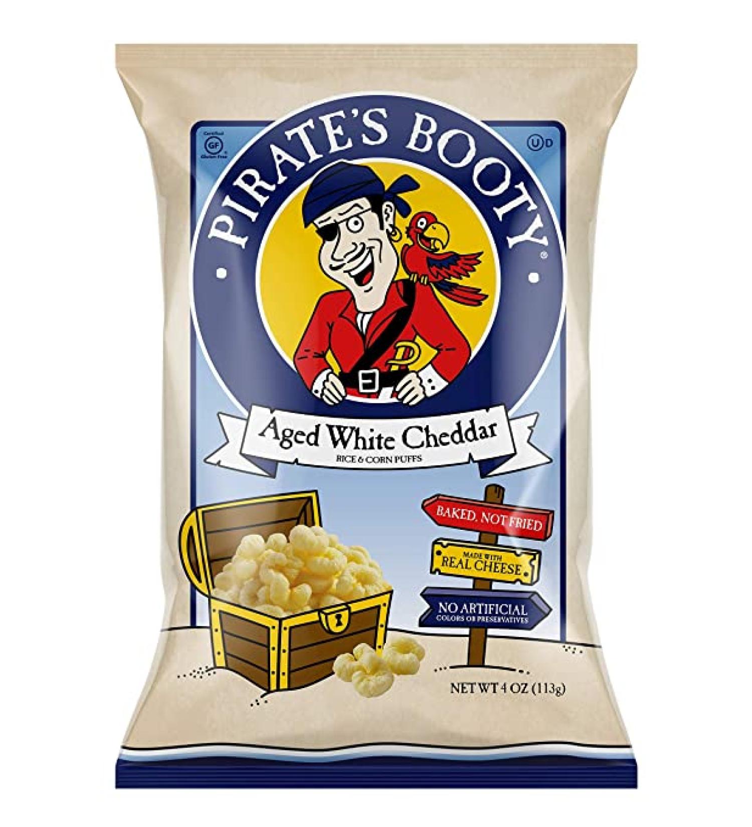 Pirate's Booty Aged White Cheddar Snack Puffs 4 oz - Gluten Free Cheese Puffs - Buy Online on GoSupps.com