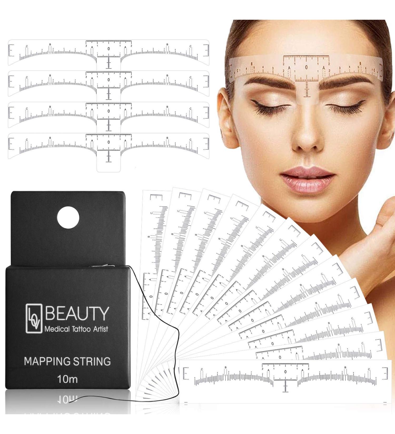 Kalolary Eyebrow Mapping String for Microblading with 100Pcs Ruler - Pre-Inked, Ultra-Thin, 10M Disposable String for Symmetrical Eyebrows - Buy Online on GoSupps.com