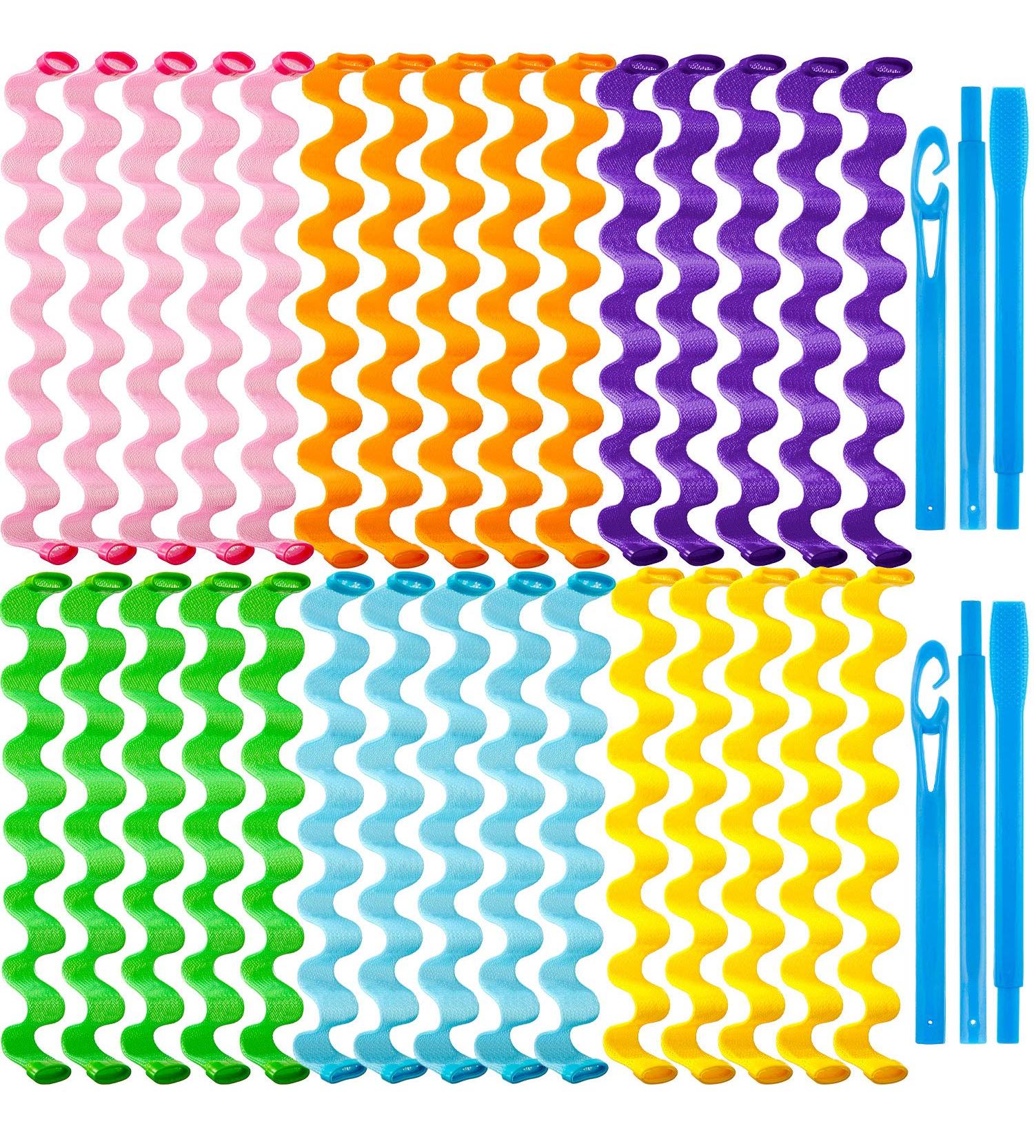 30-Piece No Heat Curly Winder Kit for Long Hair - Spiral Curls & Waves with Styling Hooks - Buy Online on GoSupps.com