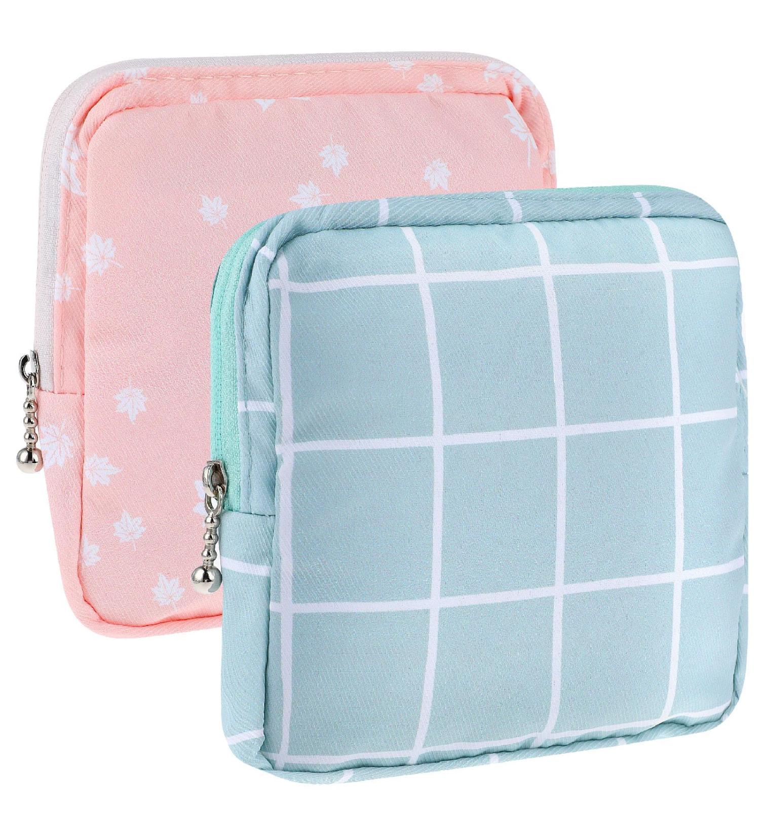 Amaxiu Sanitary Napkin Storage Bags 2pcs Waterproof Travel Menstrual Pad Pouch with Zipper Mini Tampons Holder for Purse Period Nursing Pad Holder for Women Girls 5.1" x 5.1" (Pattern A) - Buy Online on GoSupps.com