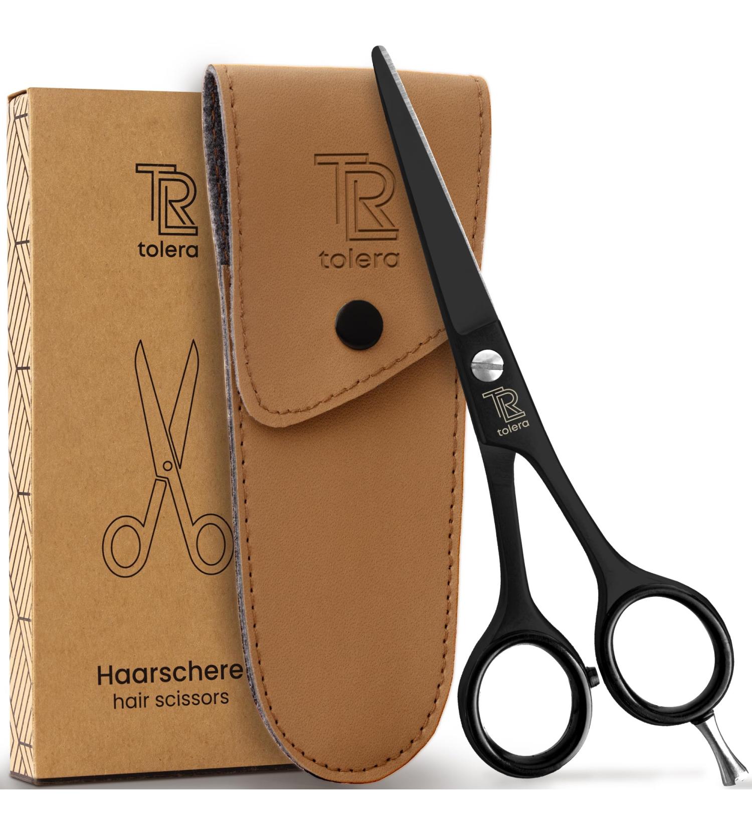 TOLERA Hairdressing Scissors with Case | Sharp & Precise Unisex Hair Cutting Scissors (Black) - International Shipping Available - Buy Online on GoSupps.com