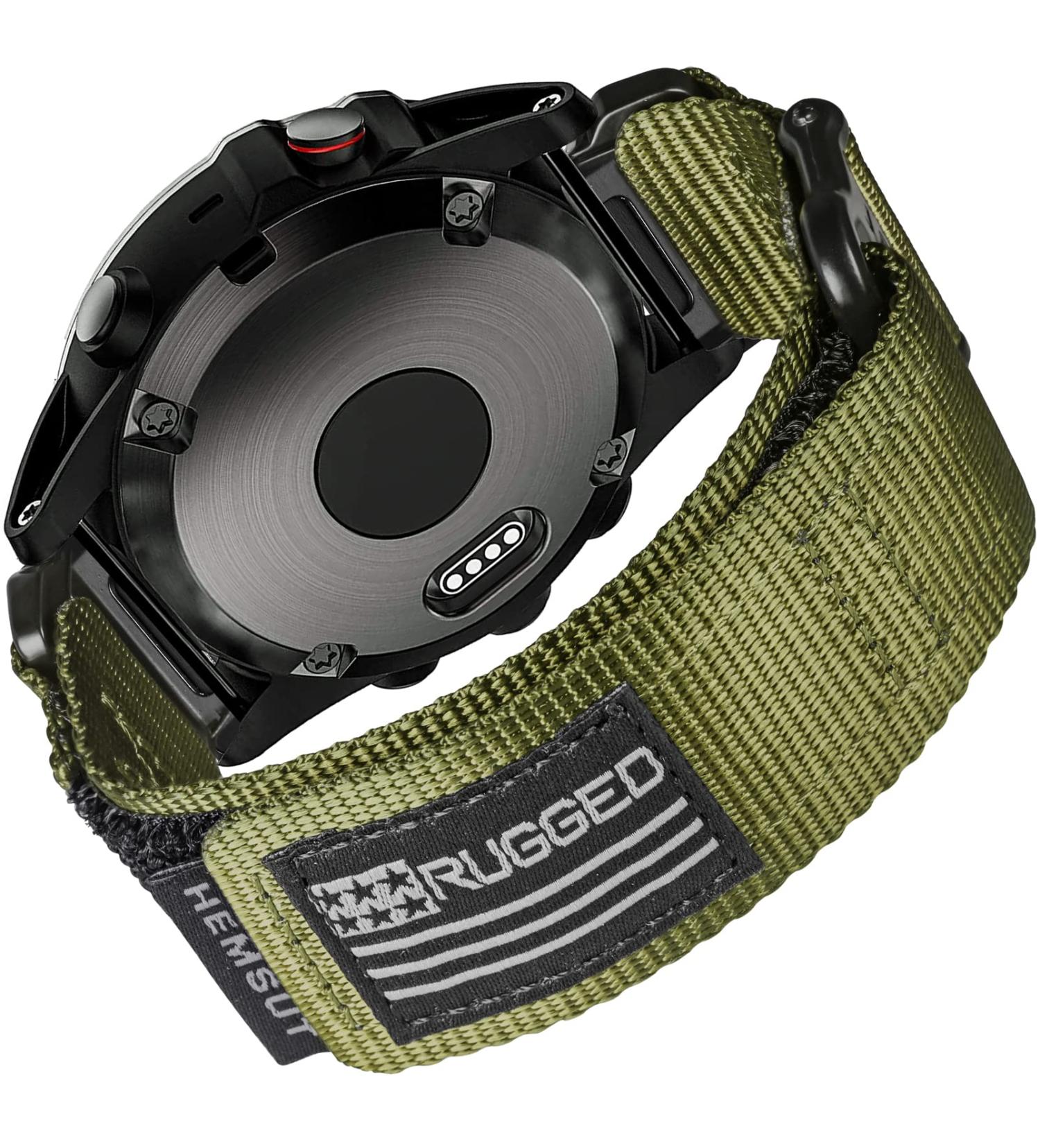 Garmin Watch Band - Super Rugged Nylon Sports Strap for fnix/Forerunner/Vivoactive - Tough Replacement for Men - Green 22MM - Buy Online on GoSupps.com