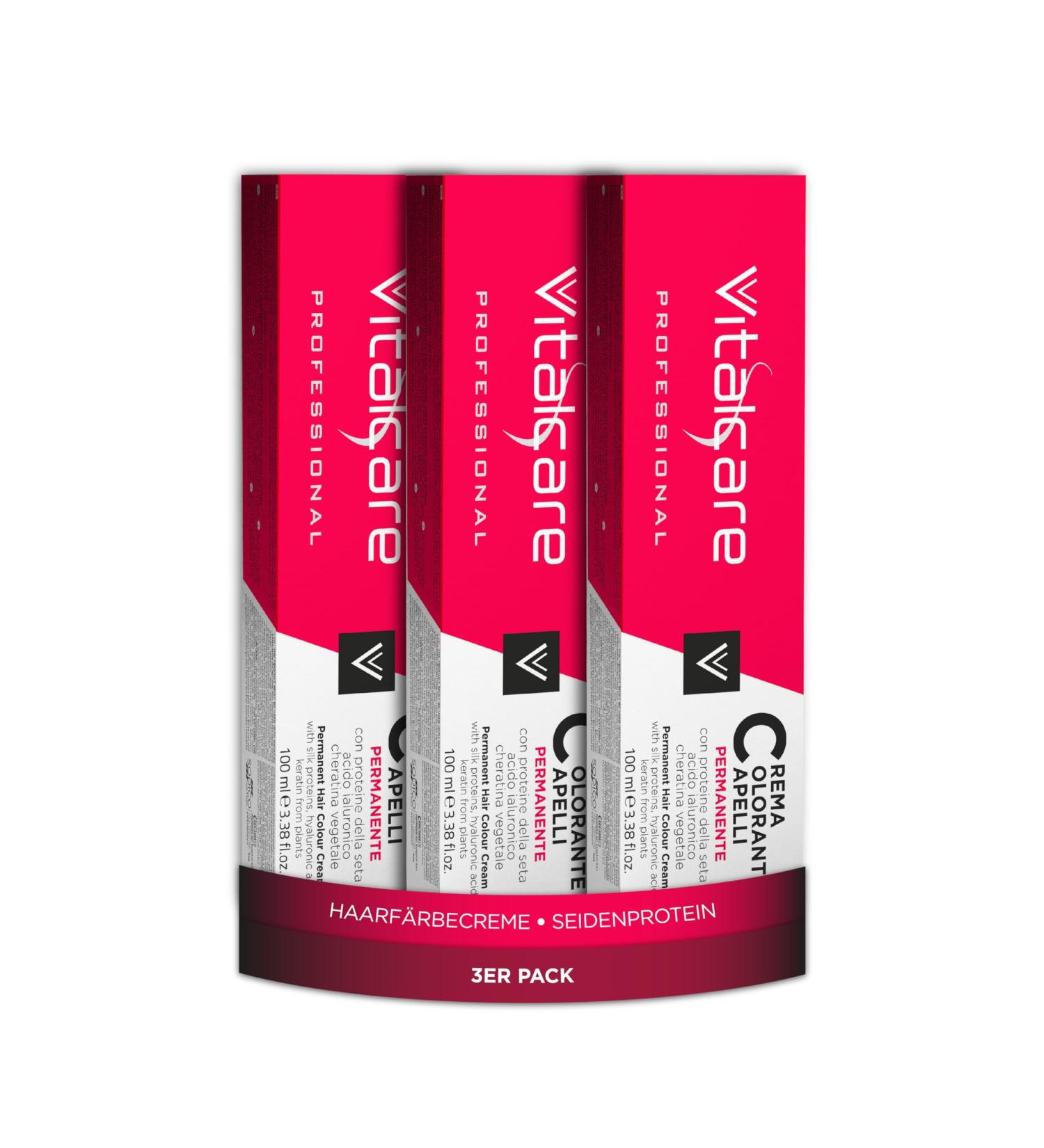 Vitalcare Vitalcare | Professional - Professional Permanent Hair Color Hair Coloring Cream Hair Dye with Silk Proteins No. 7/3 Golden Blonde Multipack 3 pcs x 100ml