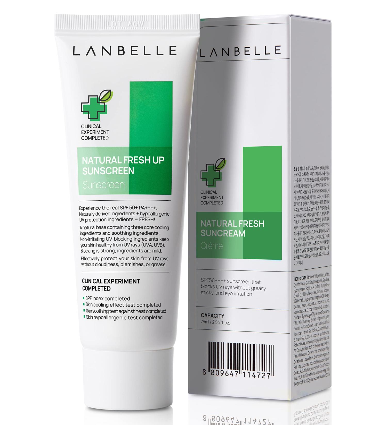 LANBELLE Fresh Up Soothing and Cooling Sunscreen SPF 50+ PA++++ - 2.53 fl oz - For Men and Women - Non-Sticky, Reef-Safe Formula for Sensitive, Acne-Prone Skin - Buy Online on GoSupps.com