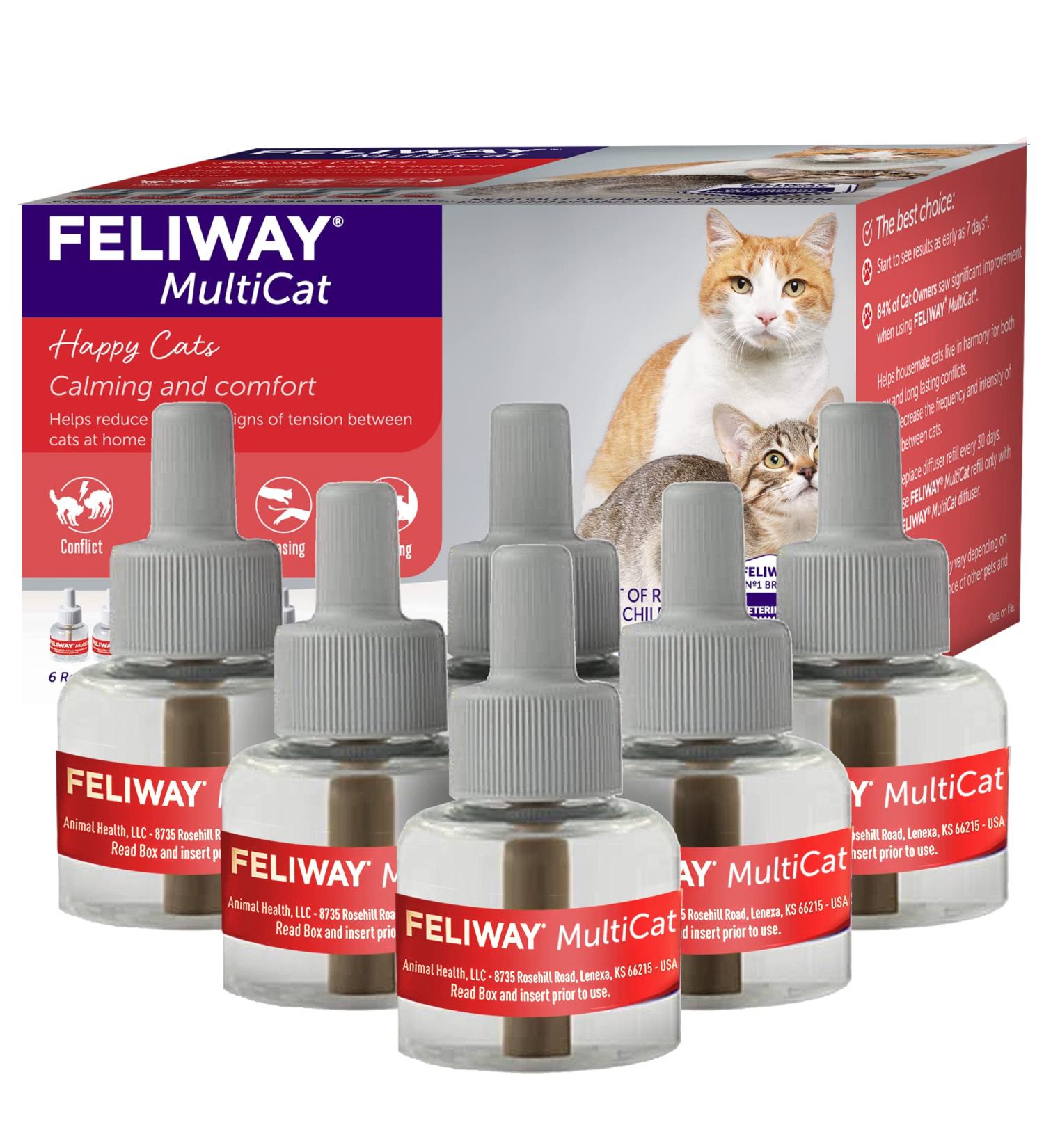 FELIWAY MultiCat Calming Pheromone 30 Day Refill - 6 Pack: Reduce Cat Conflict and Stress - Buy Online on GoSupps.com