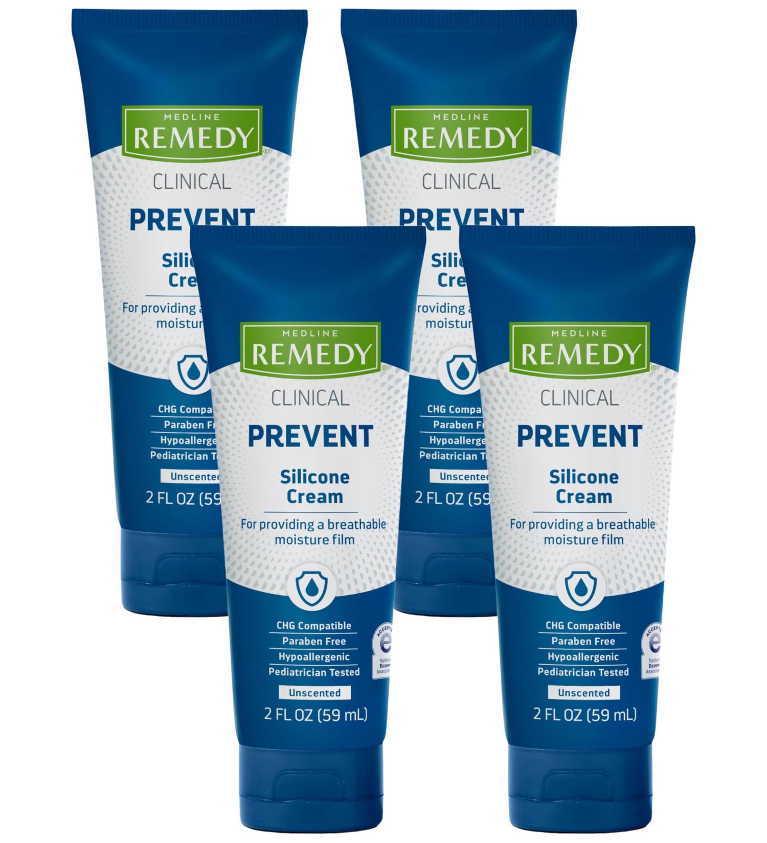 Medline Remedy Clinical Silicone Cream (2 oz) Unscented Chapped Sensitive Skin Breathable Incontinence Care Soothing Breathable Film Moisturizing Nourishing (Pack of 4) 2 Ounce (Pack of 4) - Buy Online on GoSupps.com