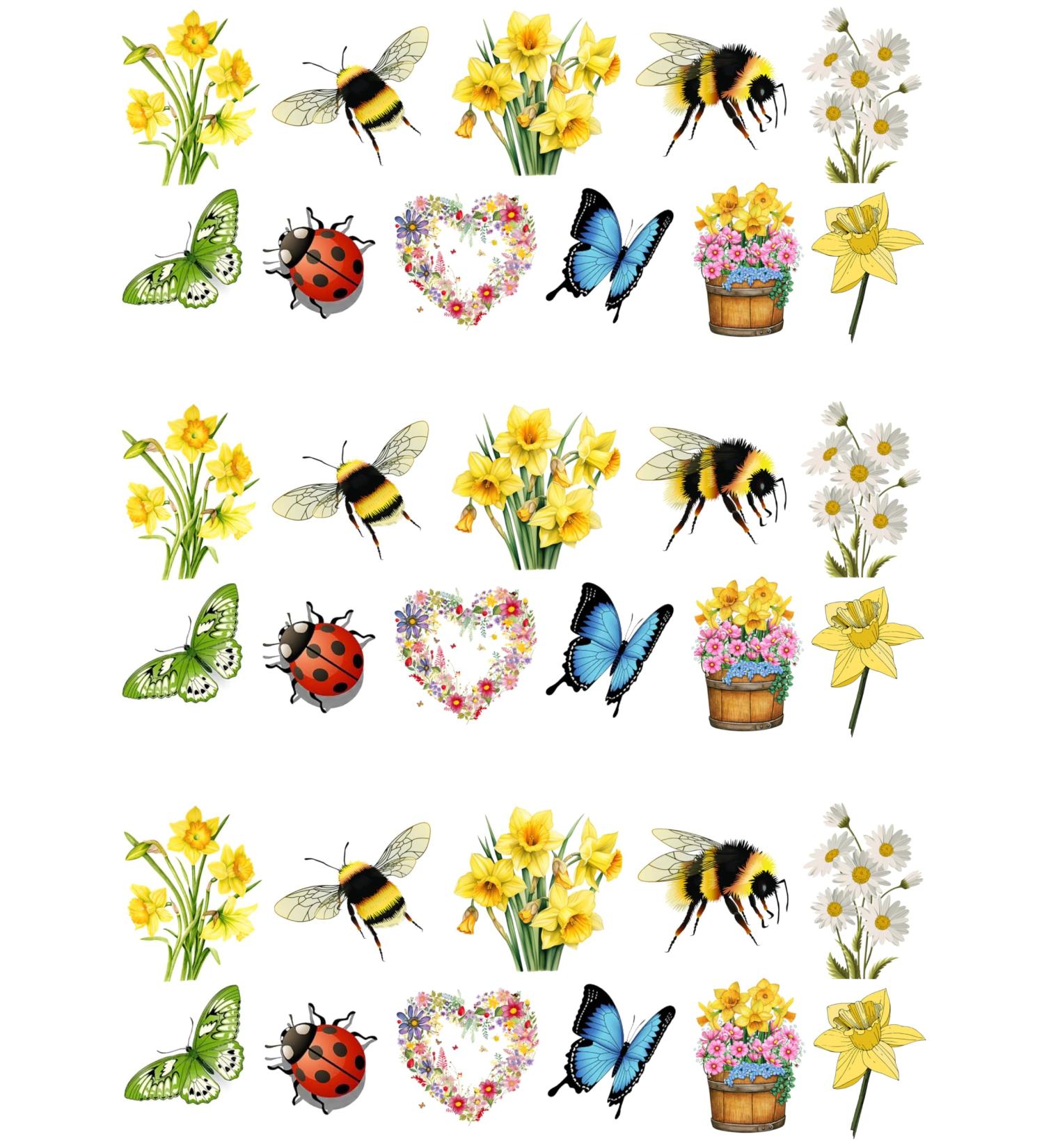 33 Stand Up SPRING Themed Edible Wafer Paper Cake Toppers Decorations - Buy Online on GoSupps.com