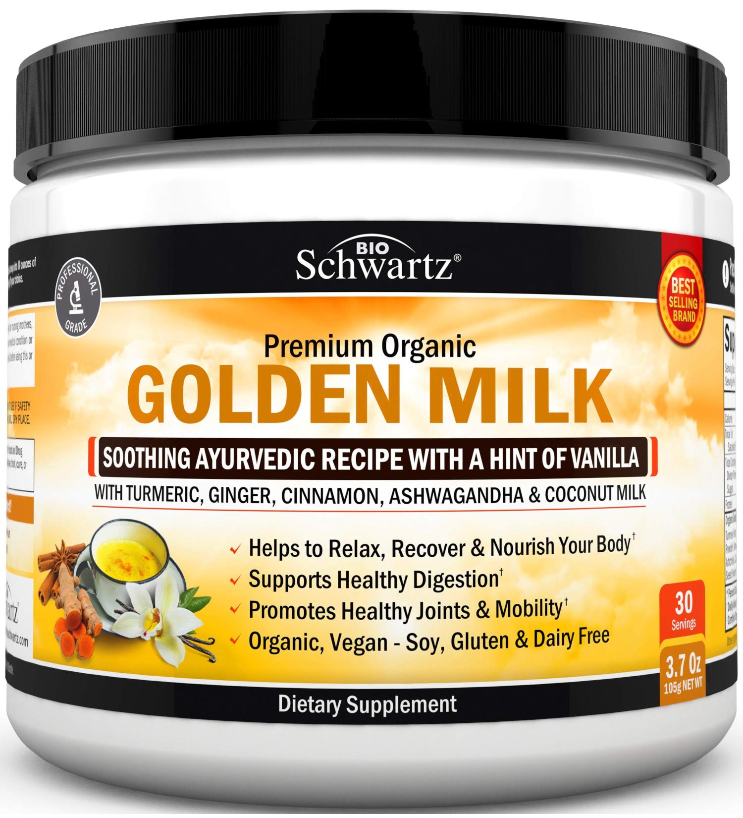 Buy BioSchwartz Organic Golden Milk - Premium 3.7 oz | Natural Wellness - Buy Online on GoSupps.com