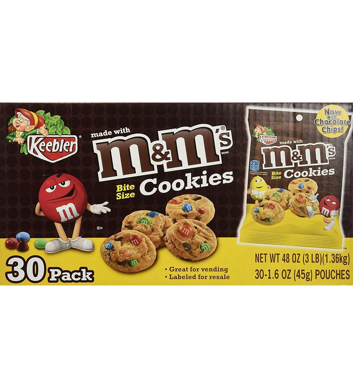 Keebler Bite Size Chocolate Chips Cookies with M&M's - 1.6 oz Bag (Pack of 30) - 1 Box - Buy Online on GoSupps.com
