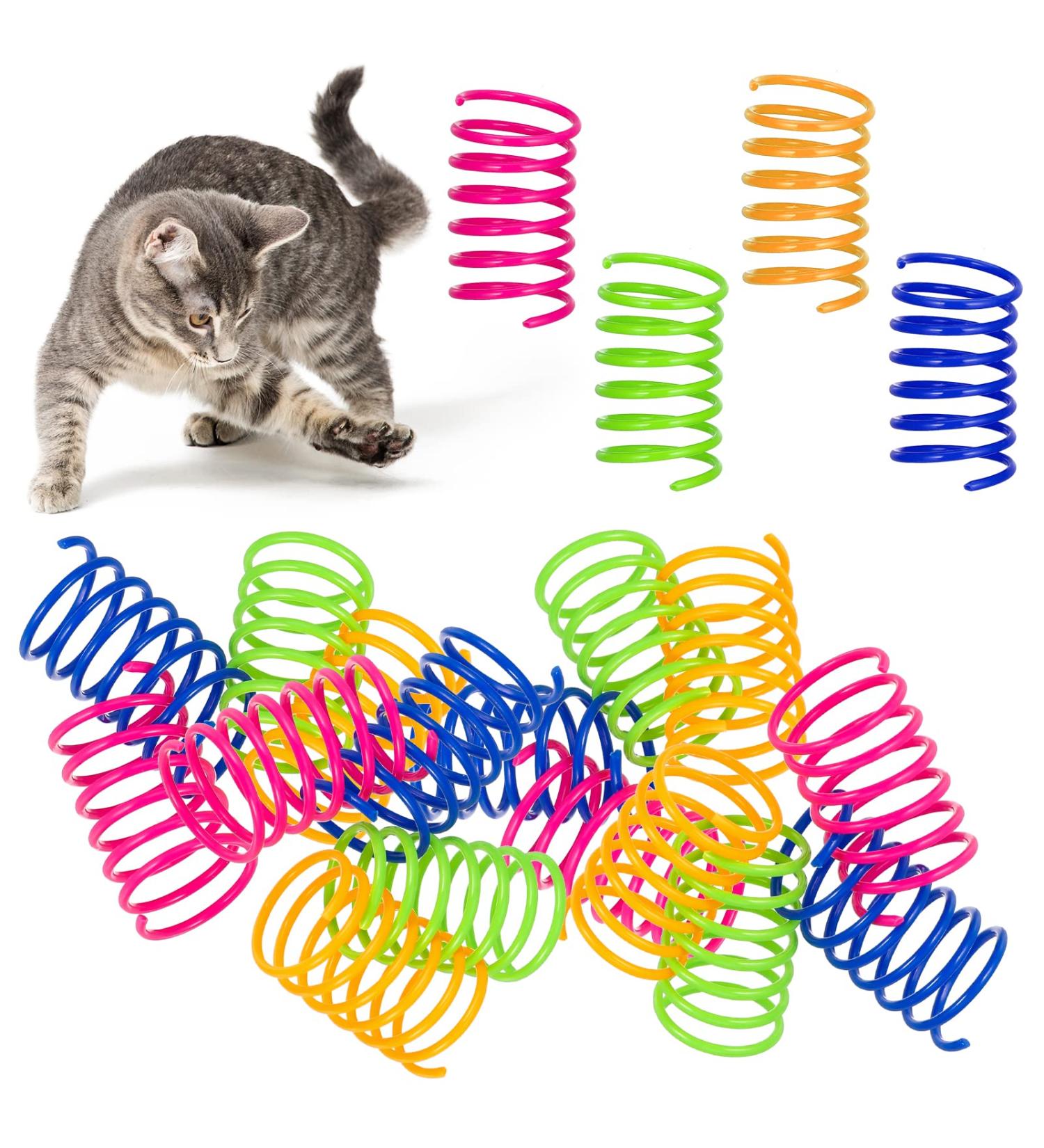 Fuyamp 16 Pcs Cat Colorful Springs Toys Cat Spring Toys for Kittens BPA Free Plastic Interactive Toys to Keep Fit for Swatting Biting Hunting Healthy Play Kitten Toys - Buy Online on GoSupps.com