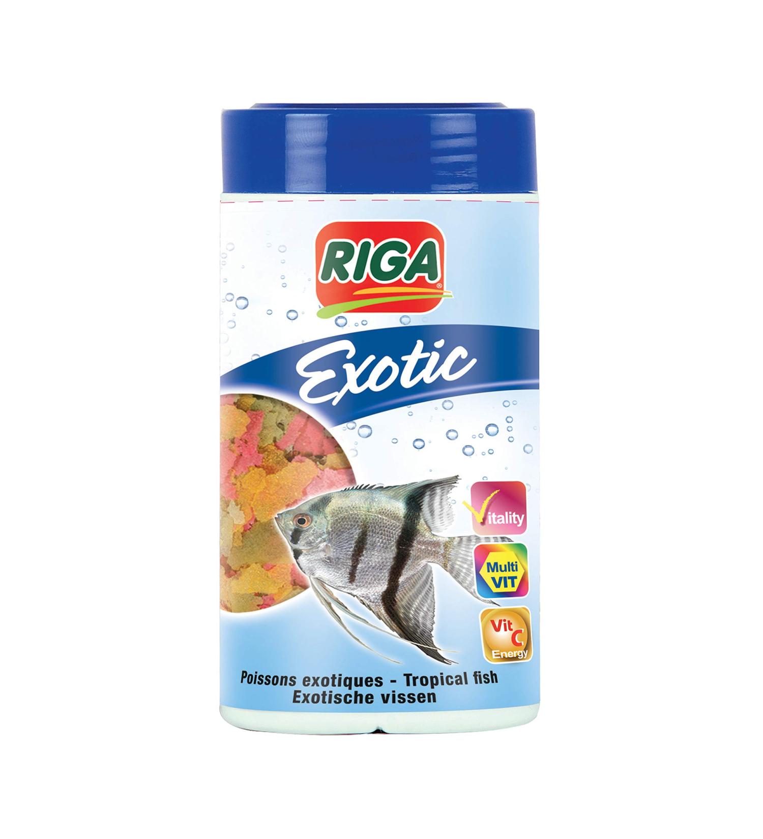 Riga - Exotic Flakes - Food for Exotic Fish - Rich in Protein and Multivitamin Menu, Ideal for Bright Colors - 160 g