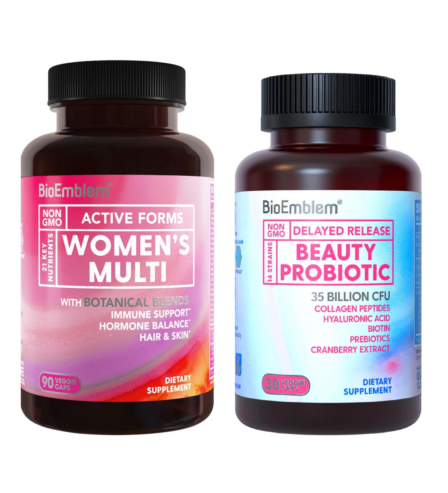 BioEmblem Beauty Probiotics for Women and Women's Multivitamin - Buy Online on GoSupps.com
