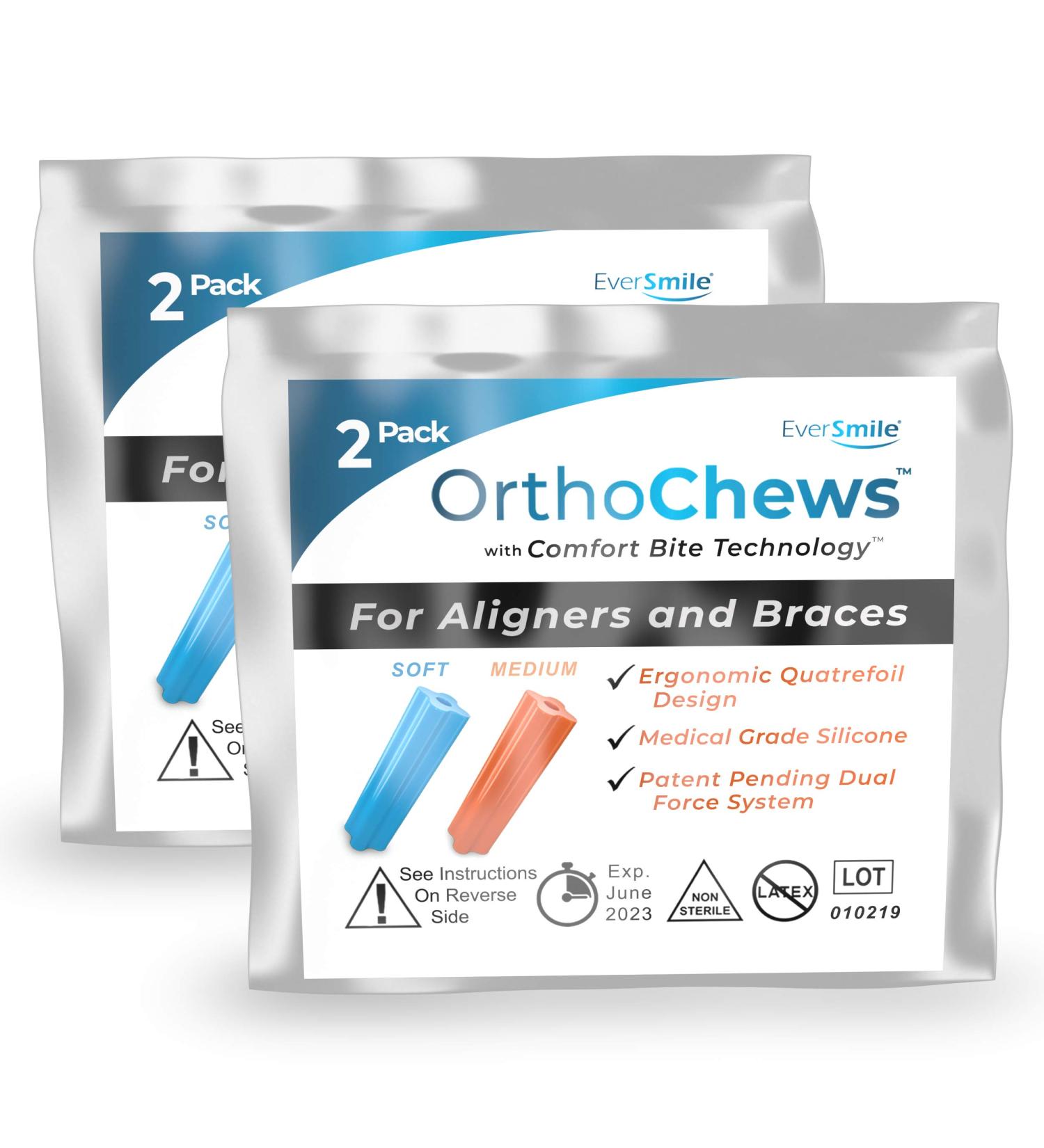 EverSmile OrthoChews | Dental Aligner Seater Chewies for Invisalign & Braces | Comfort Bite Technology | Medical Grade Silicone | 2 Pack - Buy Online on GoSupps.com