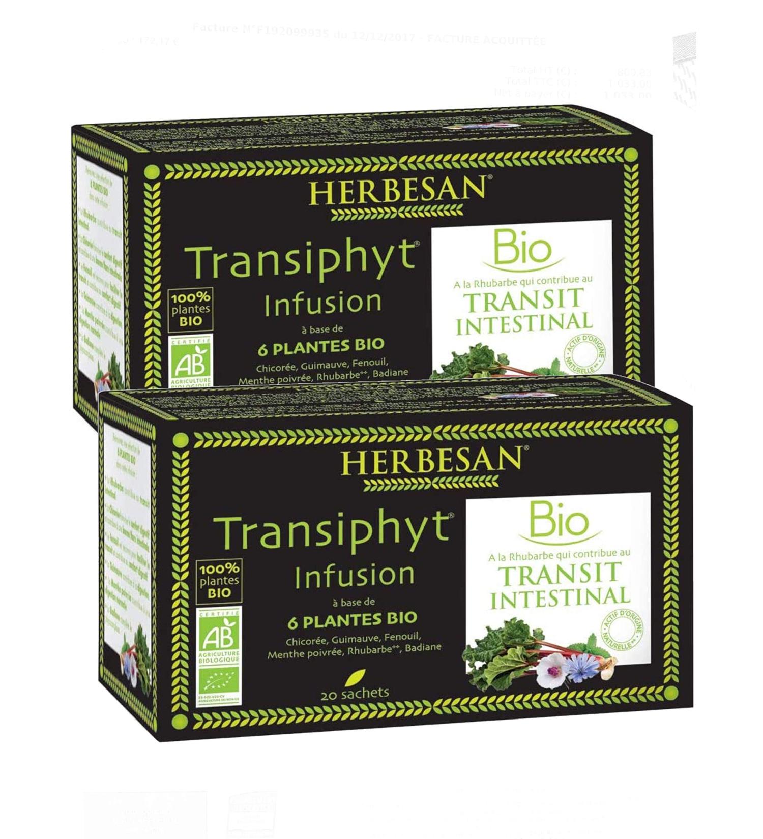 Herbesan Transiphyt Organic Herbal Tea Infusion Pack of 2 Boxes of 20 Bags (2) - Buy Online on GoSupps.com