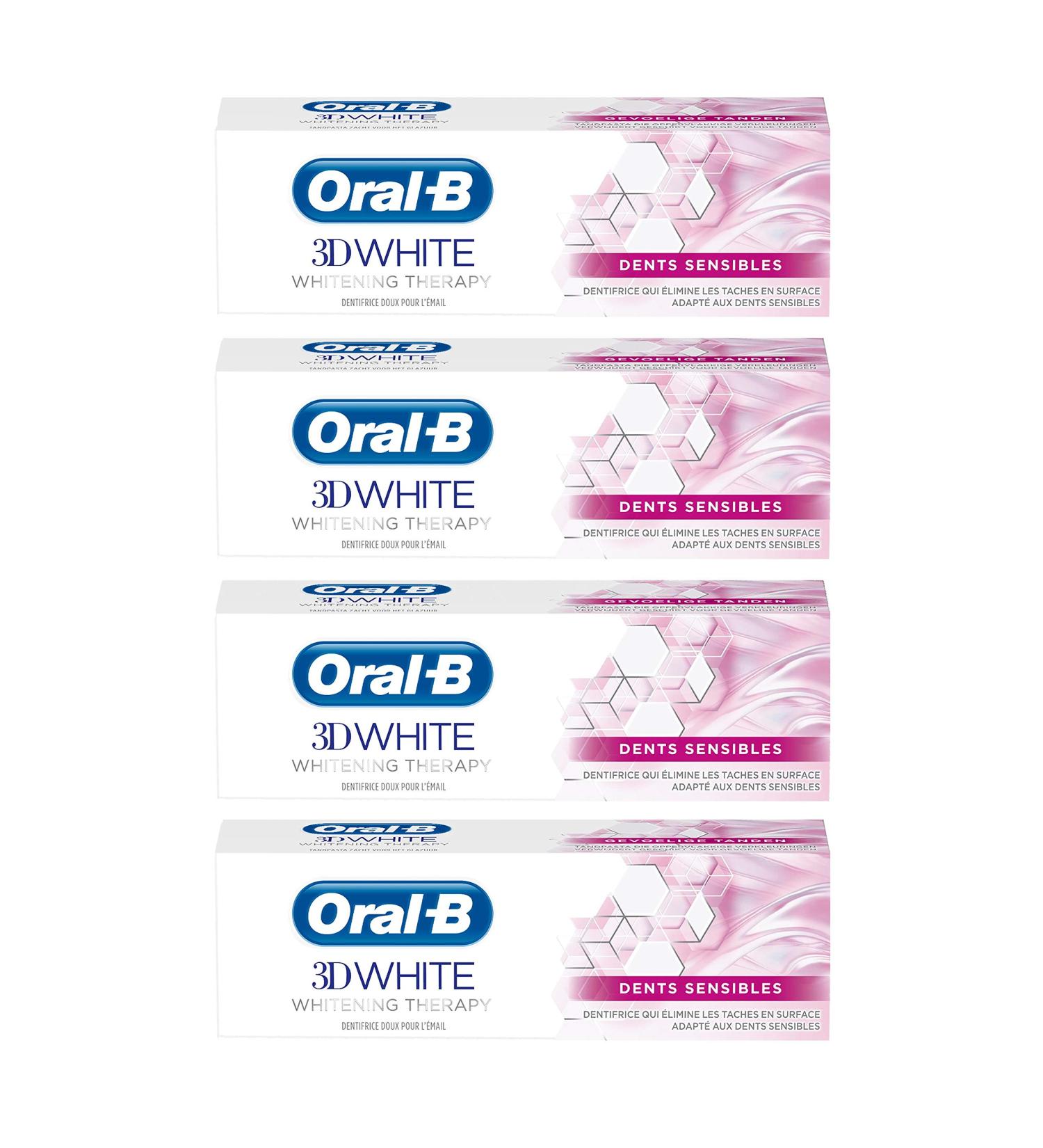 Oral-B 3D White Whitening Therapy Toothpaste 75 ml Sensitive Teeth - Pack of 4