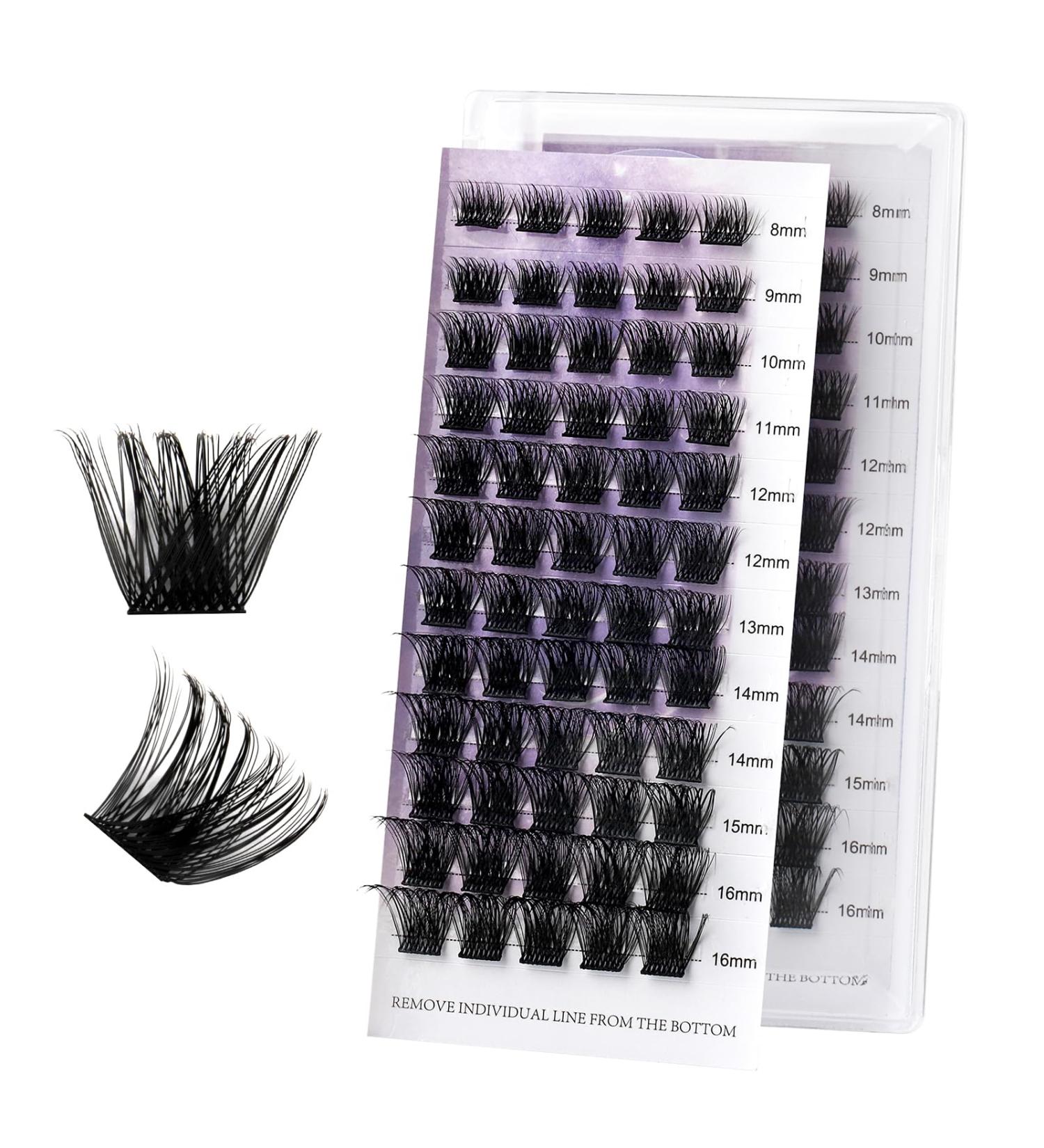 Lash Clusters DIY Eyelash Extensions - C/D Curl 8-16mm Mixed Soft & Wispy Individual Lashes for Volume | Matte Black Cluster Lashes - Buy Online on GoSupps.com